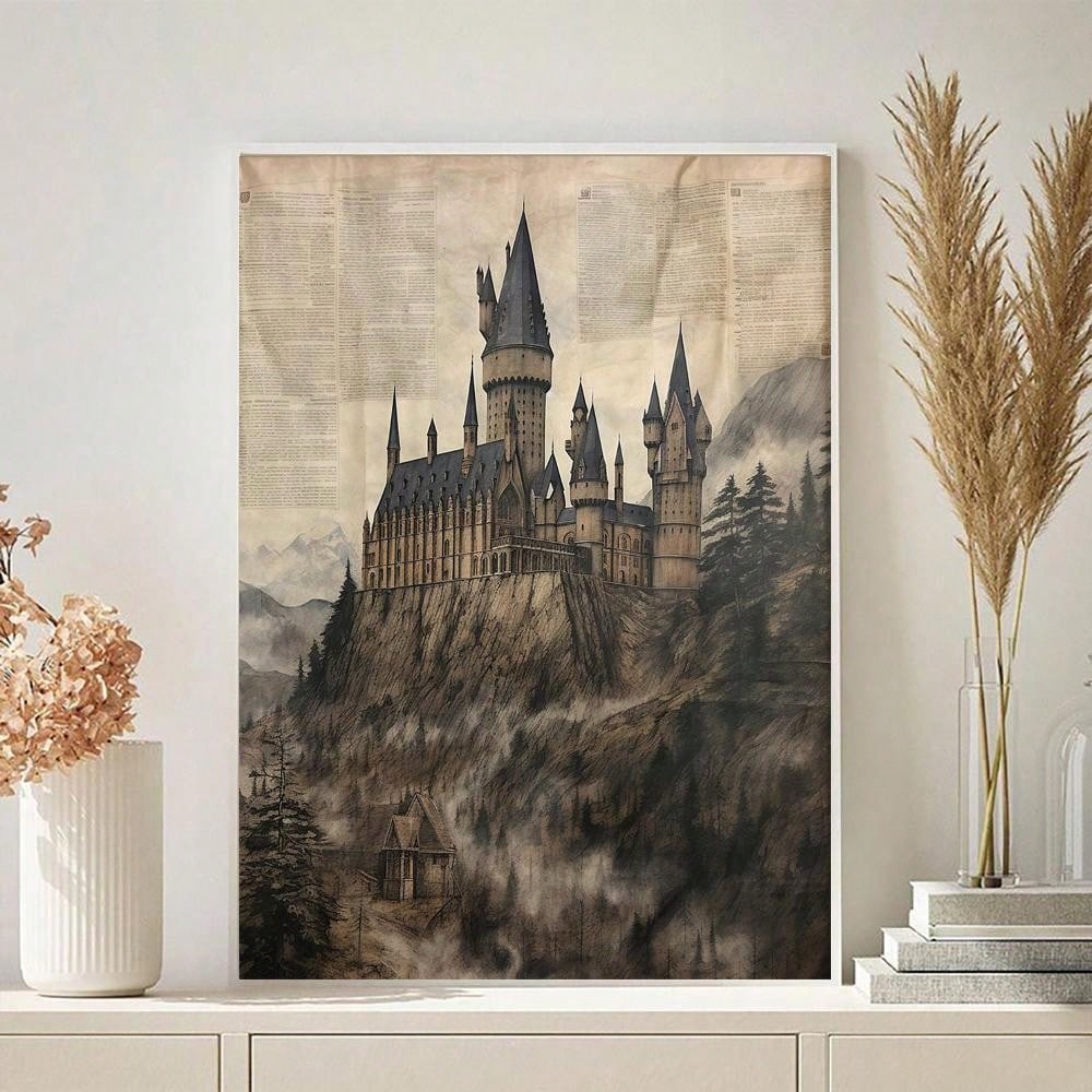 Transform your space with timeless elegance from this Vintage Medieval Castle Oil Painting on Canvas. This expertly crafted painting captures the beauty and charm of a medieval castle, adding a touch of sophistication to any room. With its intricate details and high-quality materials, it's sure to impress.