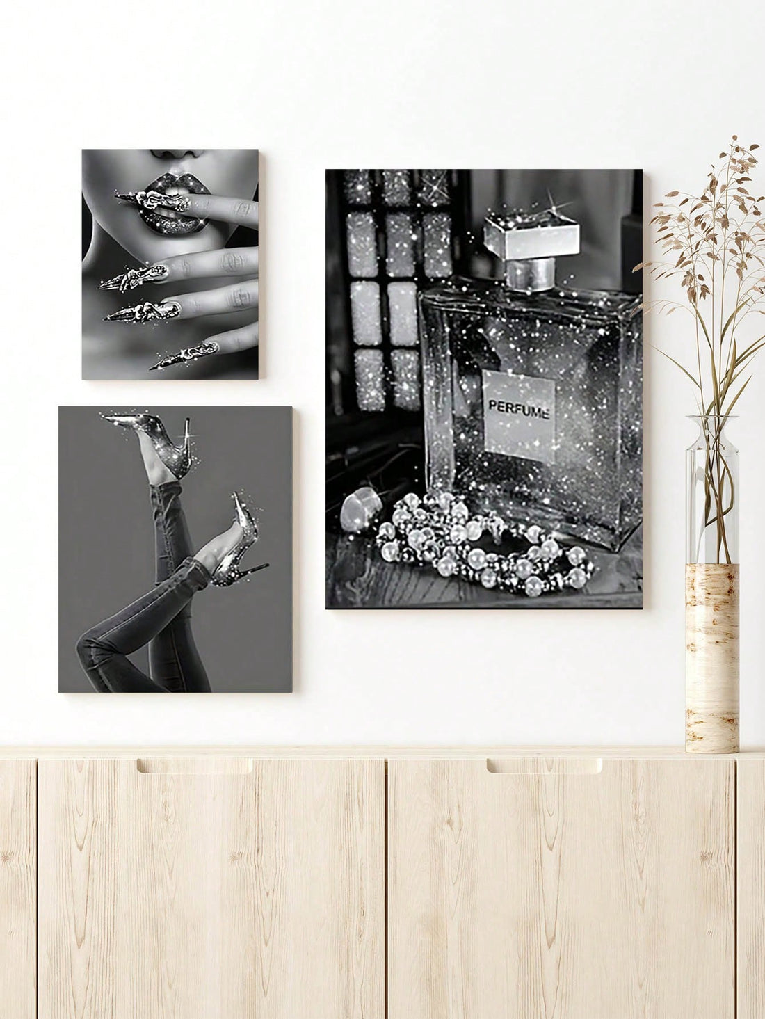 Elevate your space with this 3-piece modern feminine canvas art set, featuring sophisticated black and white designs. Perfect for both home and office, these luxury wall decor pieces add a refined, contemporary touch that complements a variety of interiors. Crafted to enhance ambiance, this set brings subtle elegance and visual harmony to any room.