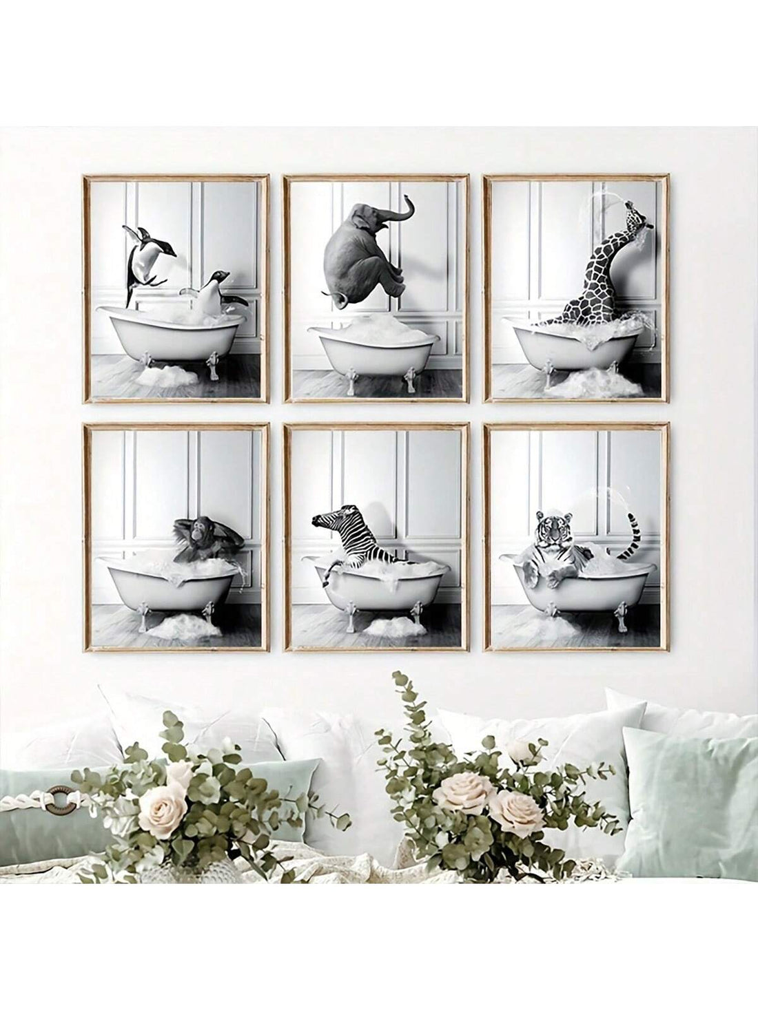 This 6-piece set of funny bathroom animal canvas wall art is perfect for adding a touch of humor to your home decor. The unframed design allows for versatility in display options, while the high-quality canvas ensures long-lasting prints. Transform your bathroom into a playful and unique space with these charming animal illustrations.