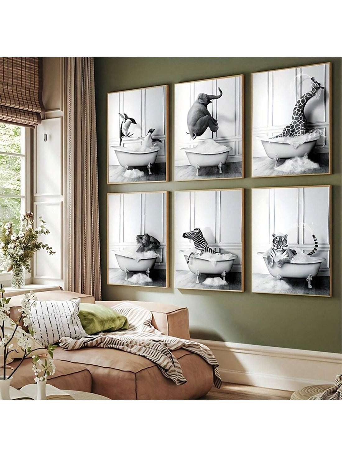 This 6-piece set of funny bathroom animal canvas wall art is perfect for adding a touch of humor to your home decor. The unframed design allows for versatility in display options, while the high-quality canvas ensures long-lasting prints. Transform your bathroom into a playful and unique space with these charming animal illustrations.