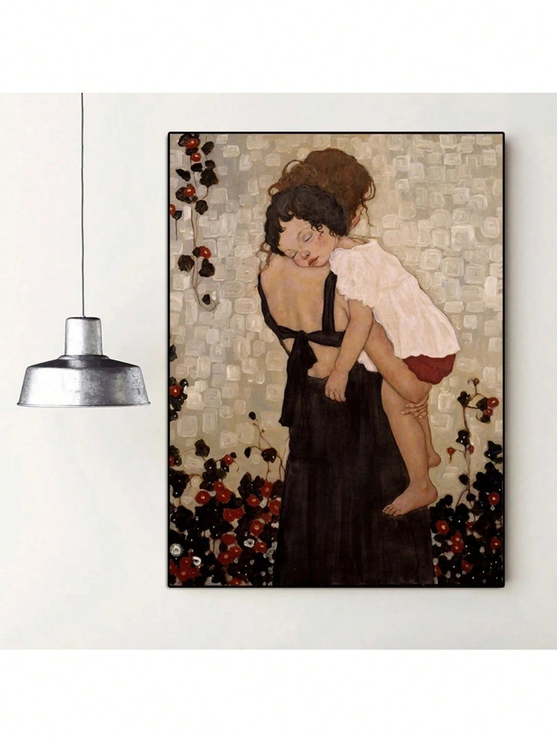 This canvas art features Gustav Klimt's iconic painting, "Mother and Child", adding a touch of emotional elegance to your living room décor. The abstract style captures the timeless bond between a mother and child, while the canvas material provides a lasting and durable display. Perfect for those seeking a sophisticated and meaningful addition to their home.