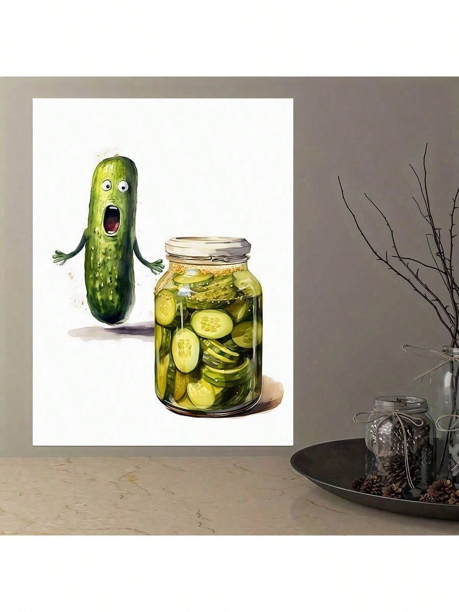 Add a touch of humor to your living space with our Funny Pickle Watercolors canvas wall art. Perfect for pickle lovers, this unique piece makes an ideal gift for any bedroom or living room. Brighten up your decor with this quirky and fun addition.