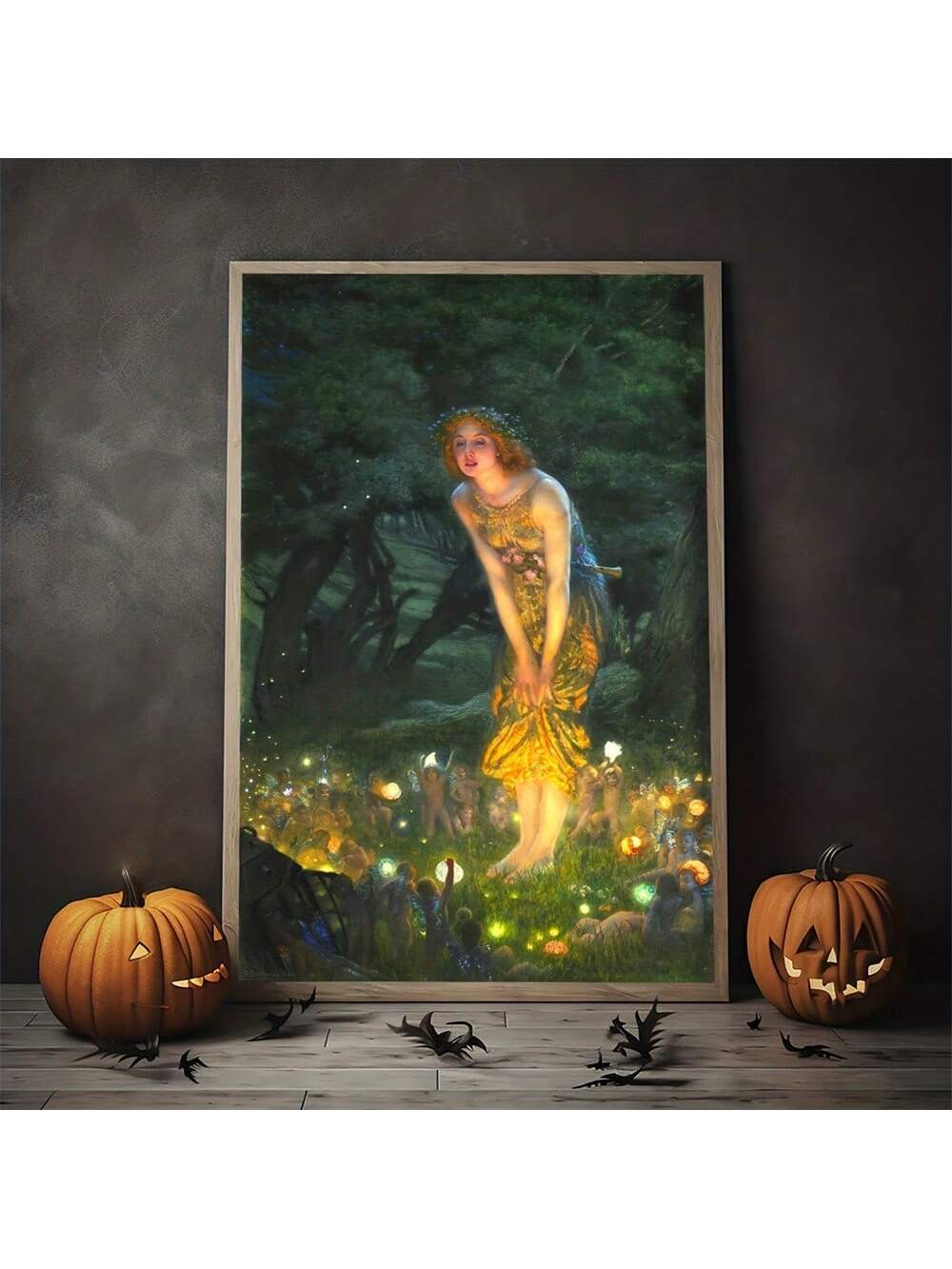 This Vintage Girl Portrait Canvas Print is the perfect addition to any Gothic-inspired decor. Featuring a beautiful vintage girl in a midsummer setting, this wall art adds a touch of elegance and mystery to any room. With its high-quality canvas and frameless design, it is an affordable and unique way to elevate your home decor.