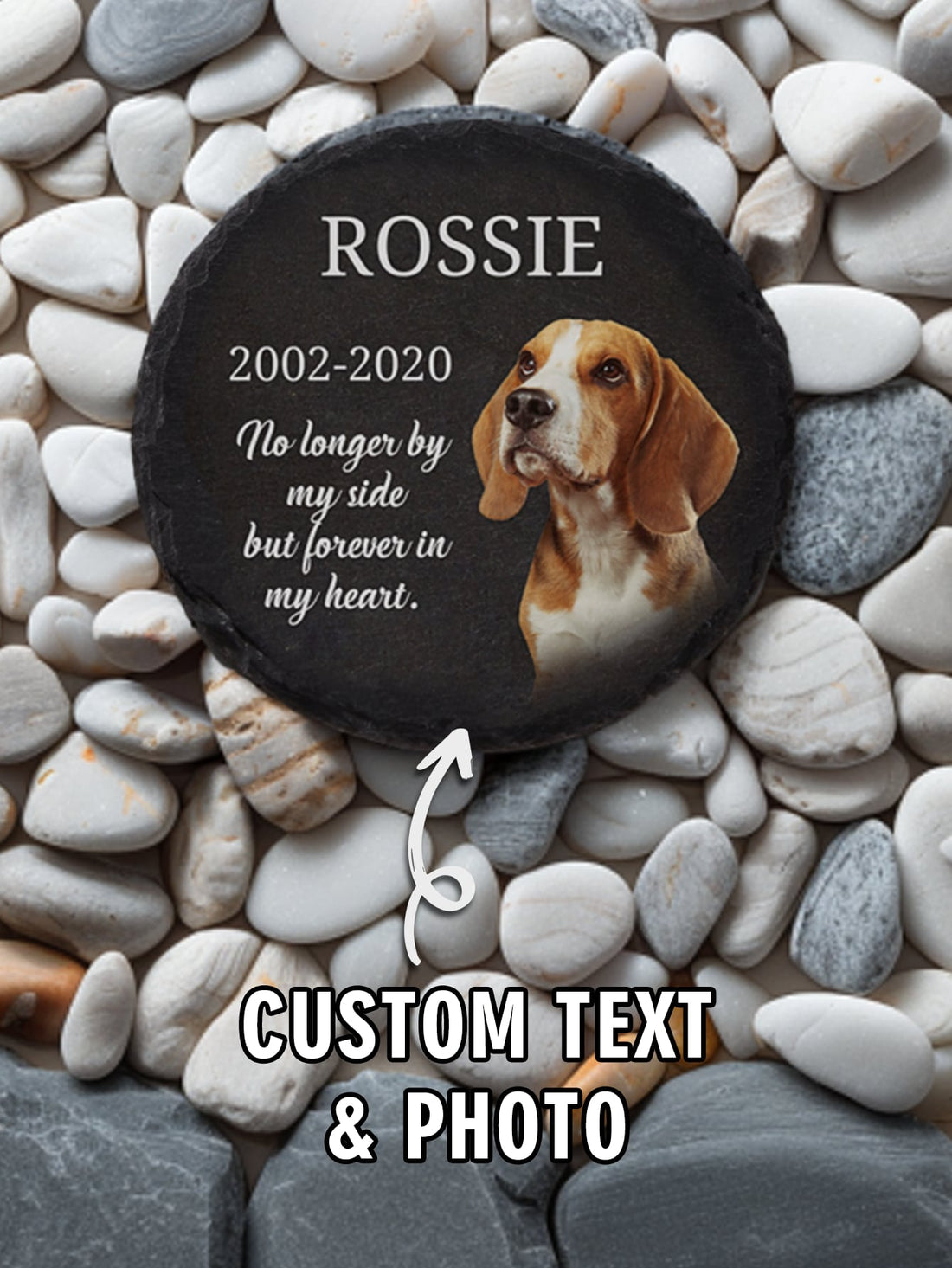 Honor your beloved pet forever with our Personalized Round Shape Pet Memorial Stone. Made with high-quality materials, this stone can be customized with your pet's name and a heartfelt message. With its durable design, this beautiful memorial will be a lasting tribute to your cherished companion.