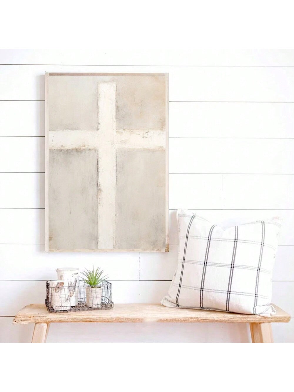 This minimalist cross bible verse wall art serves as a beautiful and meaningful addition to any Christian home decor. With a simple yet powerful design, this canvas print features an inspirational bible verse and serves as a thoughtful gift for loved ones. Display your faith with this high-quality piece.