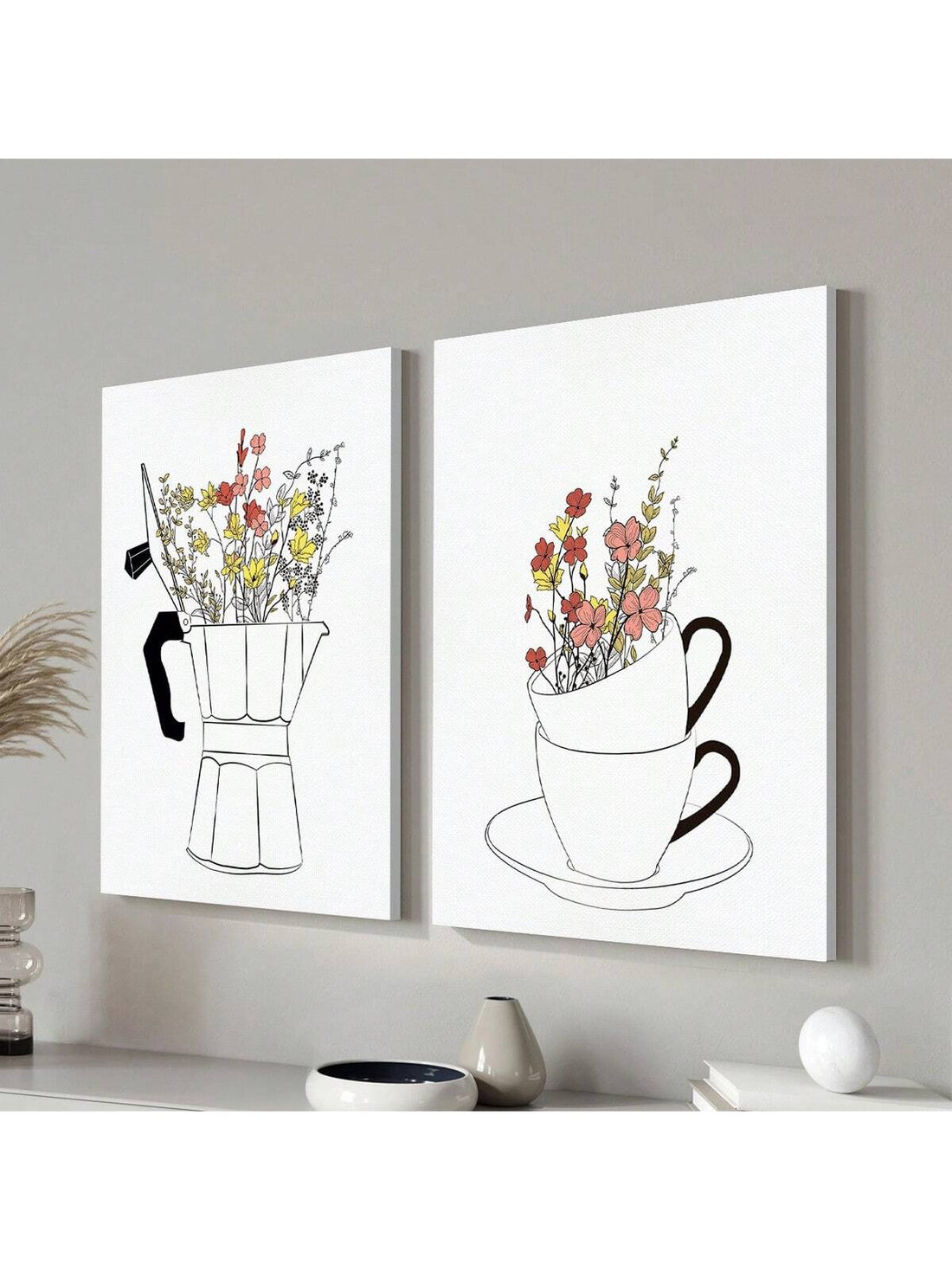 Elevate your living space with this Nordic Canvas Art Set featuring elegant coffee cup and flower prints. Designed to complement modern interiors, these minimalist artworks bring a serene and stylish ambiance to any room. Crafted with high-quality materials, the set offers lasting vibrancy and texture, making it an ideal choice for those seeking refined home décor with a subtle yet sophisticated touch.