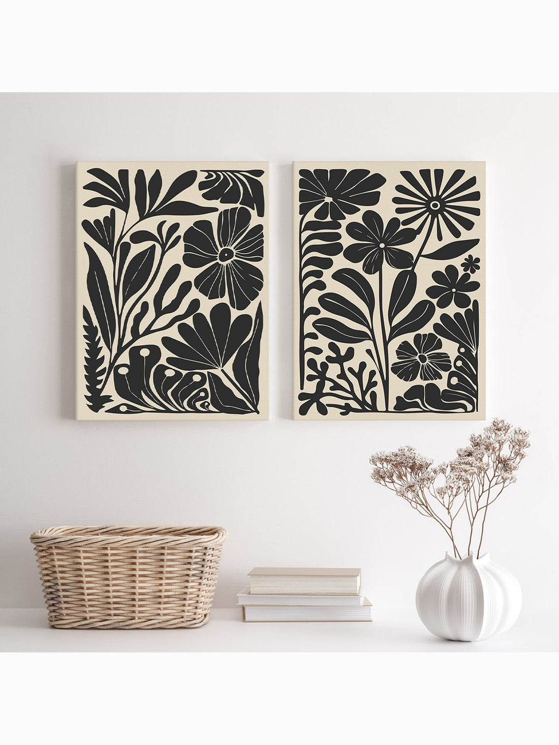 Enhance the charm of your bedroom with our Vibrant Bohemian Abstract Flower Canvas Art set. Featuring 2 unframed decorations, the colorful and abstract flower designs will add a vibrant touch to your room. Expertly crafted, these canvas pieces are the perfect addition for a charming and stylish bedroom.