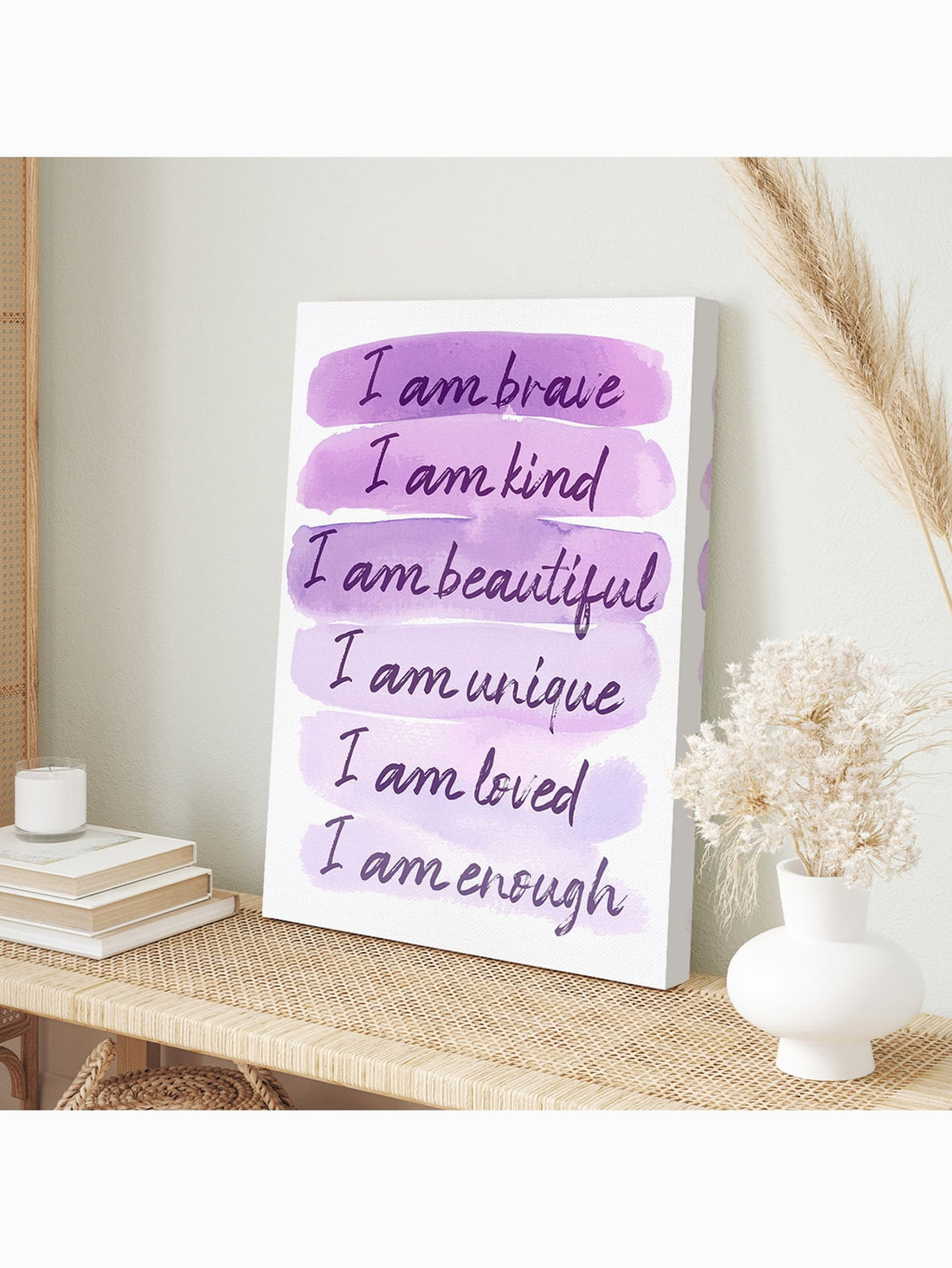 Elevate your little girl's bedroom or nursery with our Empowering Purple Wall Art. This canvas print features an inspiring quote that will motivate and encourage your child. Made with high-quality materials, this print will add a touch of inspiration and positivity to any space. Perfect for young girls and babies alike.