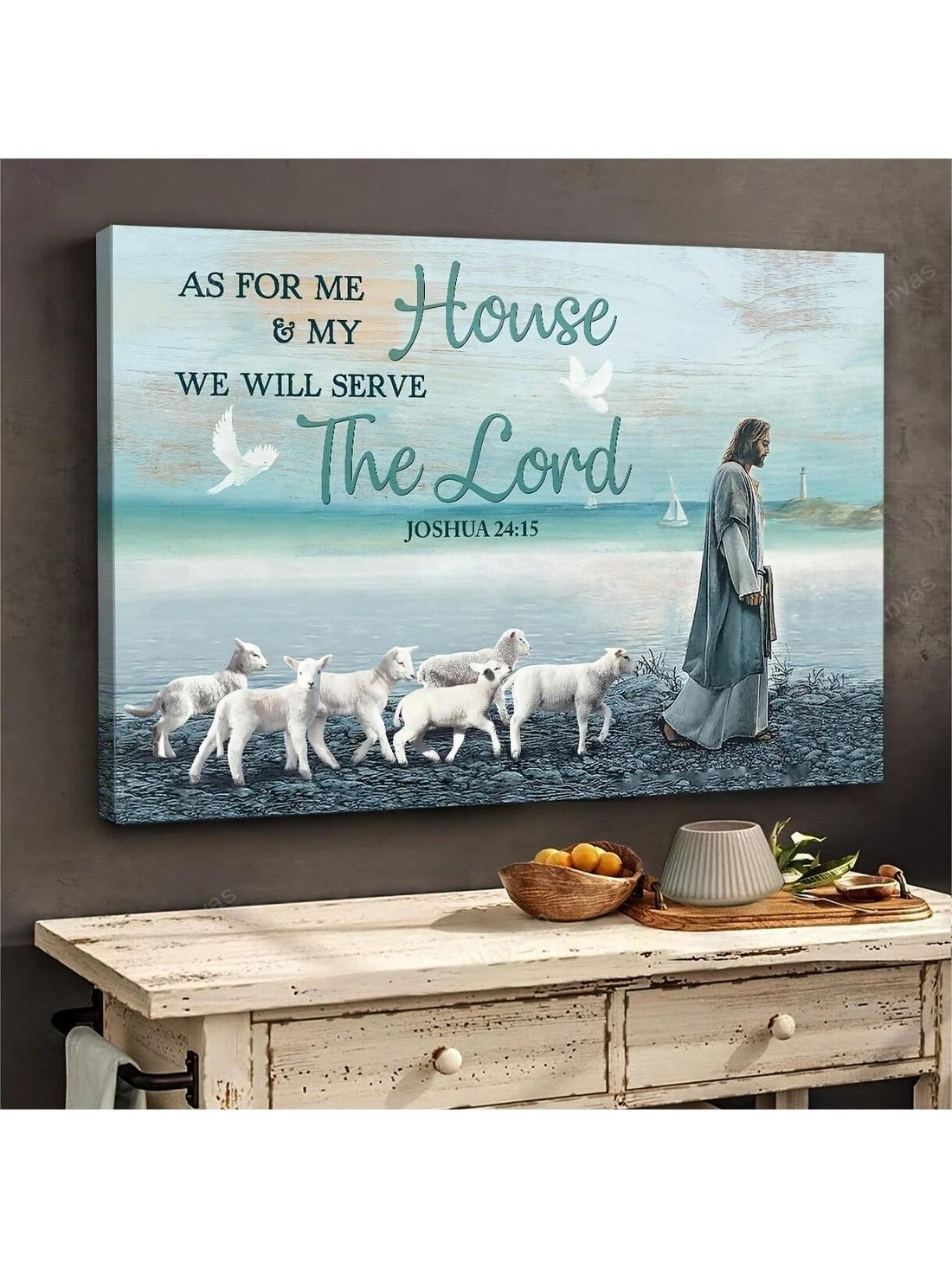 Elevate your home decor with our "For Me and My House" wooden framed wall art canvas. This masterpiece features a beautiful and durable wooden frame, highlighting the phrase "For Me and My House" in bold lettering. Let this statement piece bring a sense of warmth and comfort to any room in your home.