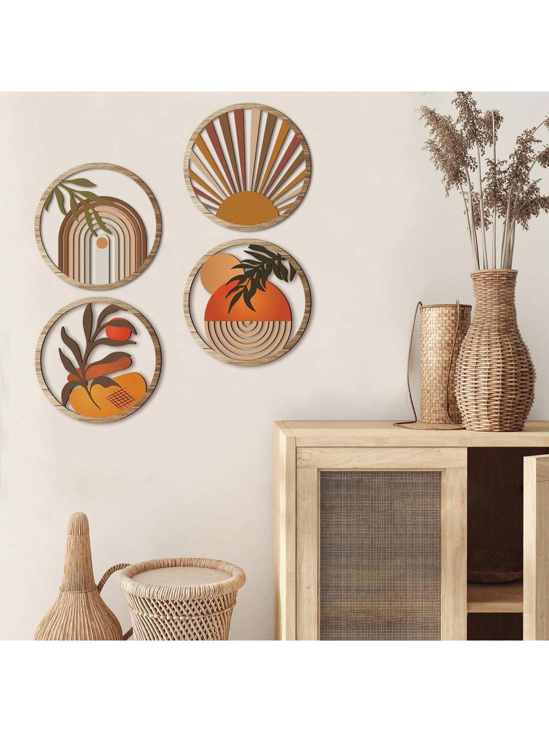 Add a touch of bohemian charm to your farmhouse living room or bedroom with this Rustic Country Yard Wooden Wall Art Set. Crafted from high-quality wood, these pieces feature intricate details and a warm, rustic finish. Bring the simplicity and beauty of the countryside into your home with this elegant wall art set.