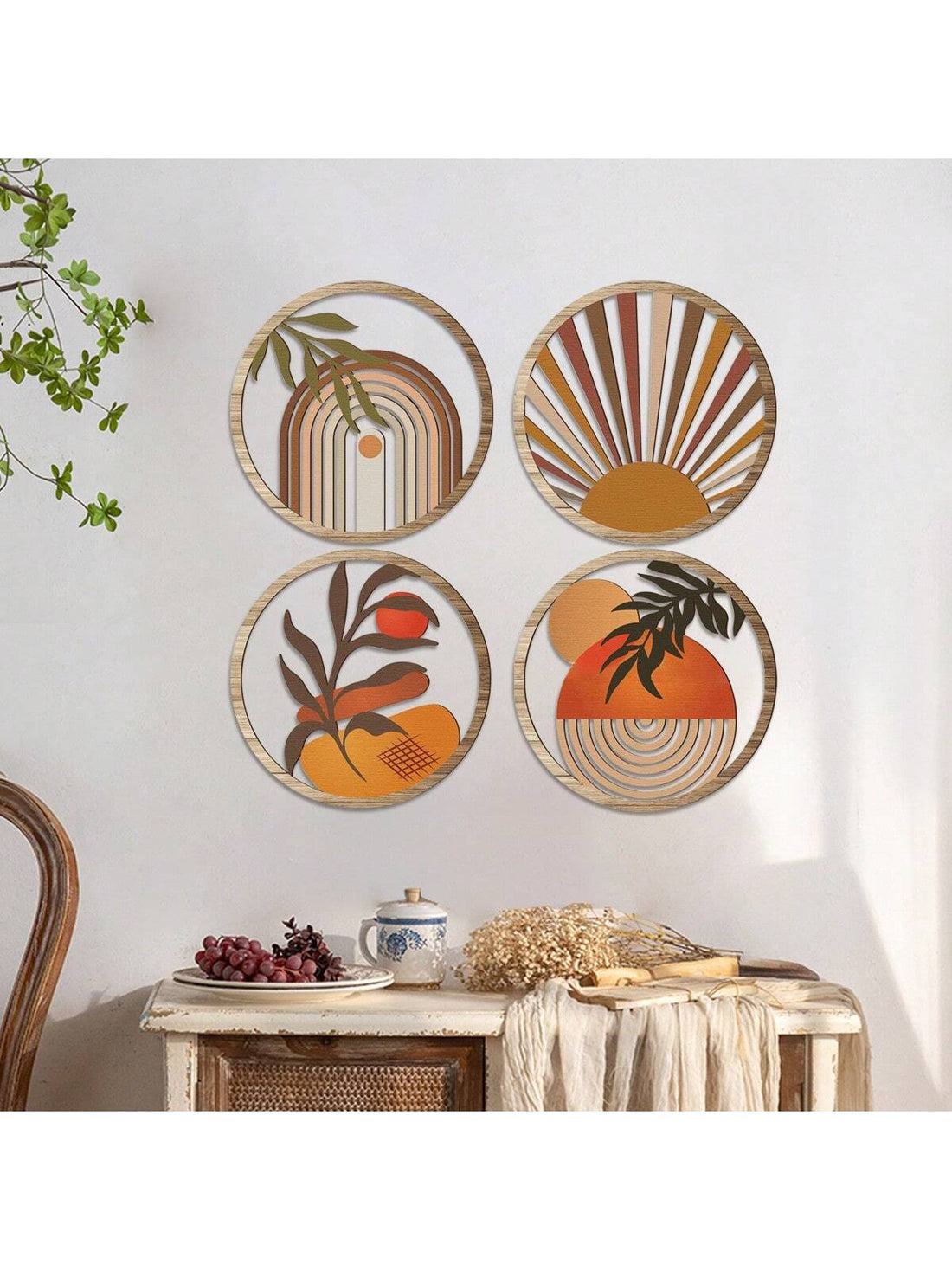 Add a touch of bohemian charm to your farmhouse living room or bedroom with this Rustic Country Yard Wooden Wall Art Set. Crafted from high-quality wood, these pieces feature intricate details and a warm, rustic finish. Bring the simplicity and beauty of the countryside into your home with this elegant wall art set.