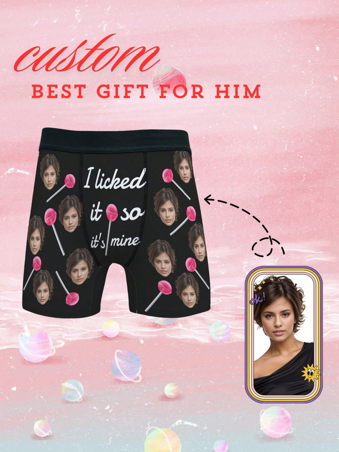 These personalized boxers feature a digital print and make for a fun and unique present for your husband. Made with high-quality materials, these boxers are the perfect combination of style and comfort. Order now and make this Valentine's Day one to remember!