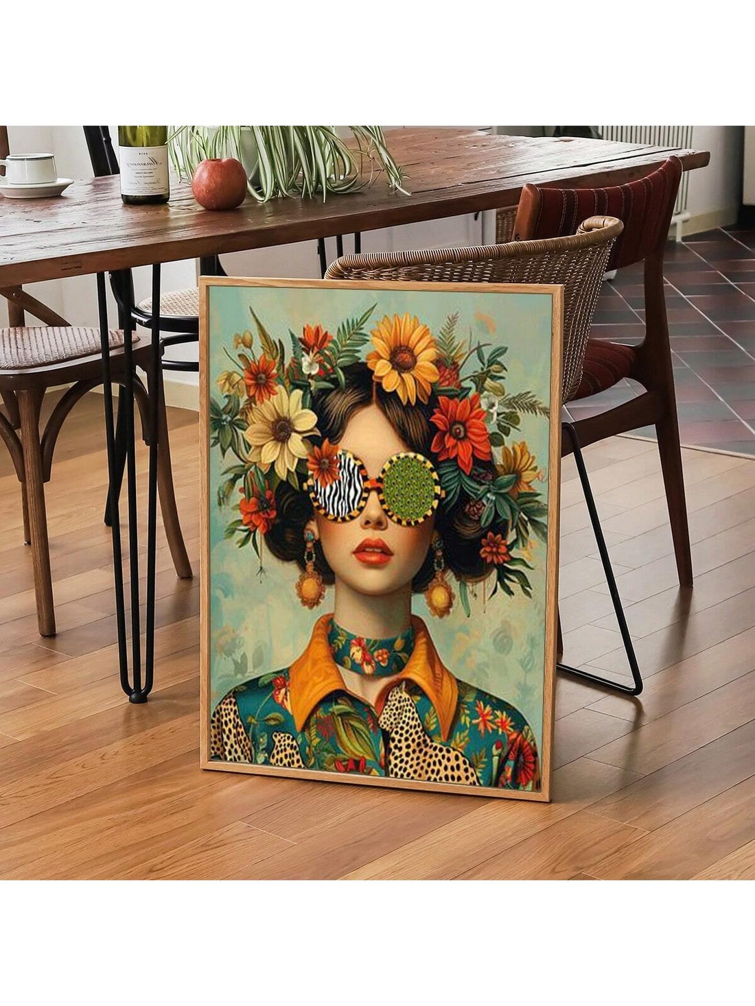 Elevate your living space with our Boho Chic Floral Portrait Canvas Art. This unframed piece adds a touch of Nordic style to any room. Its unique design and modern appeal will make a statement in any space. Transform your walls into a work of art with our high-quality canvas print.