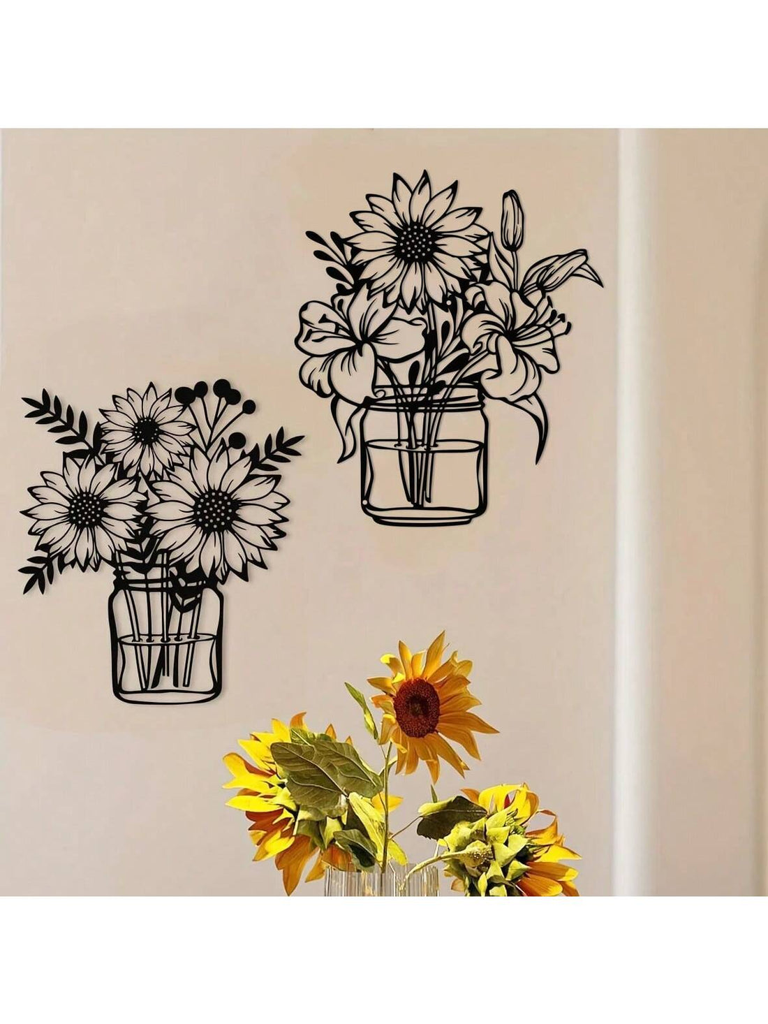 Add a touch of elegant décor to any room with our Sunflower Vase Metal Wall Art. This hanging decor features a beautiful sunflower vase design that is sure to elevate the aesthetic of your space. Made with high-quality materials, it's both durable and stylish. Upgrade your home today!