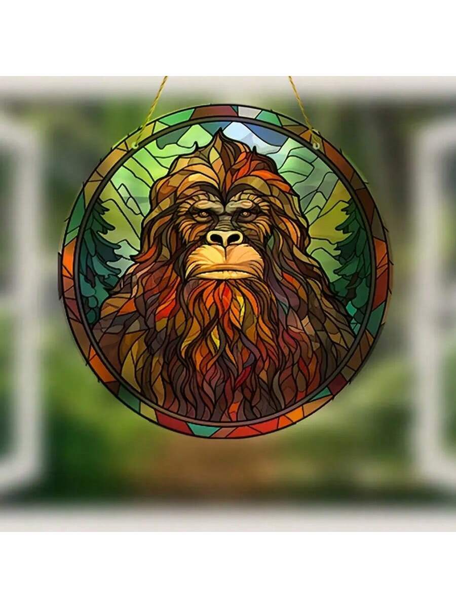 Whimsigoth Sasquatch Sun Catcher: Unique Indoor Window Hanging Decor and Wall Art for Home and Garden