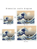 Dimension scale diagram for Great Wave tapestry sizes 95x73 150x130 200x150 and 230x180 cm