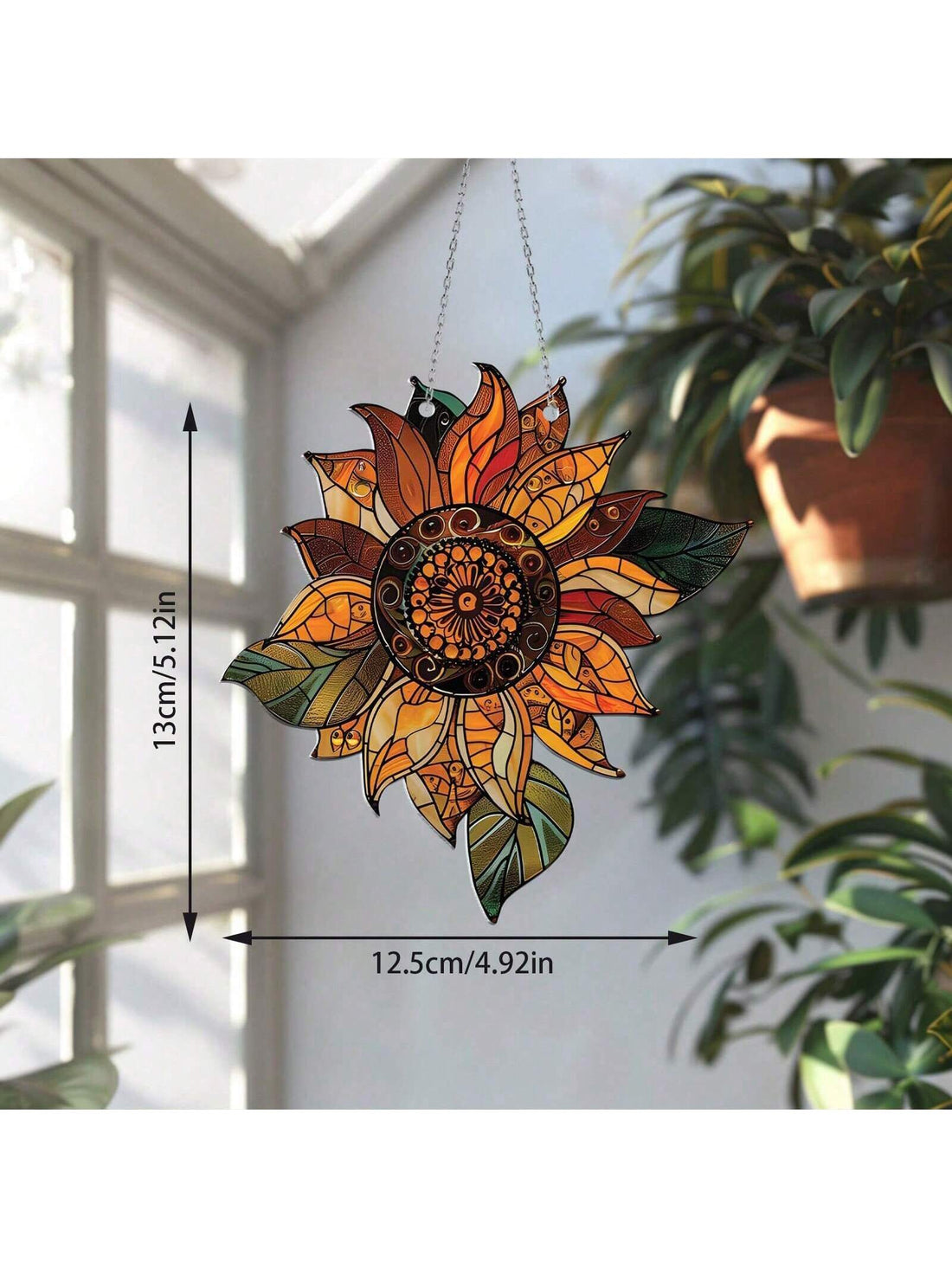 This beautiful Acrylic Sunflower Window Hanging is the perfect addition to your home decor. Made from high-quality acrylic materials, it features a stunning sunflower design that will instantly brighten up any space. Ideal as a gift for Mom and Dad, this BoHo wall decor piece is both stylish and unique.