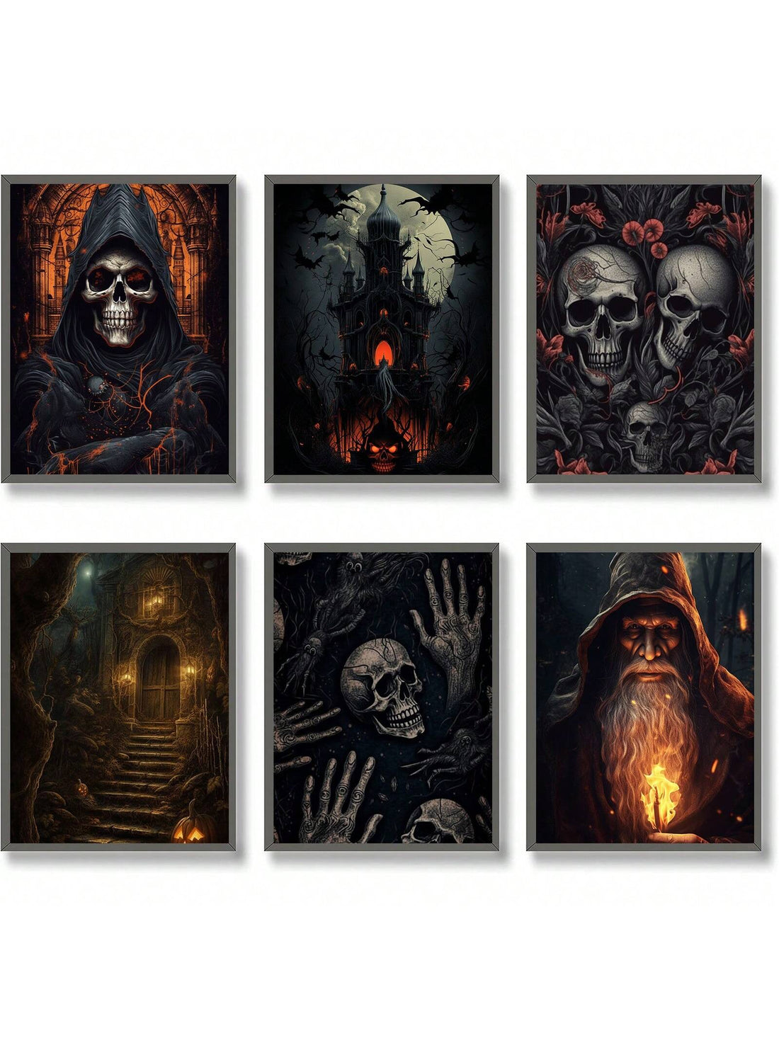 Enhance the haunting ambiance of your Halloween parties with our Witchy Wall Decor Set. Featuring Gothic Portraits, Skull Head Horror Pictures, and Spooky Creepy Posters, this set adds a touch of creepiness to any space. Expertly crafted for maximum impact, these decorations will impress and spook your guests.