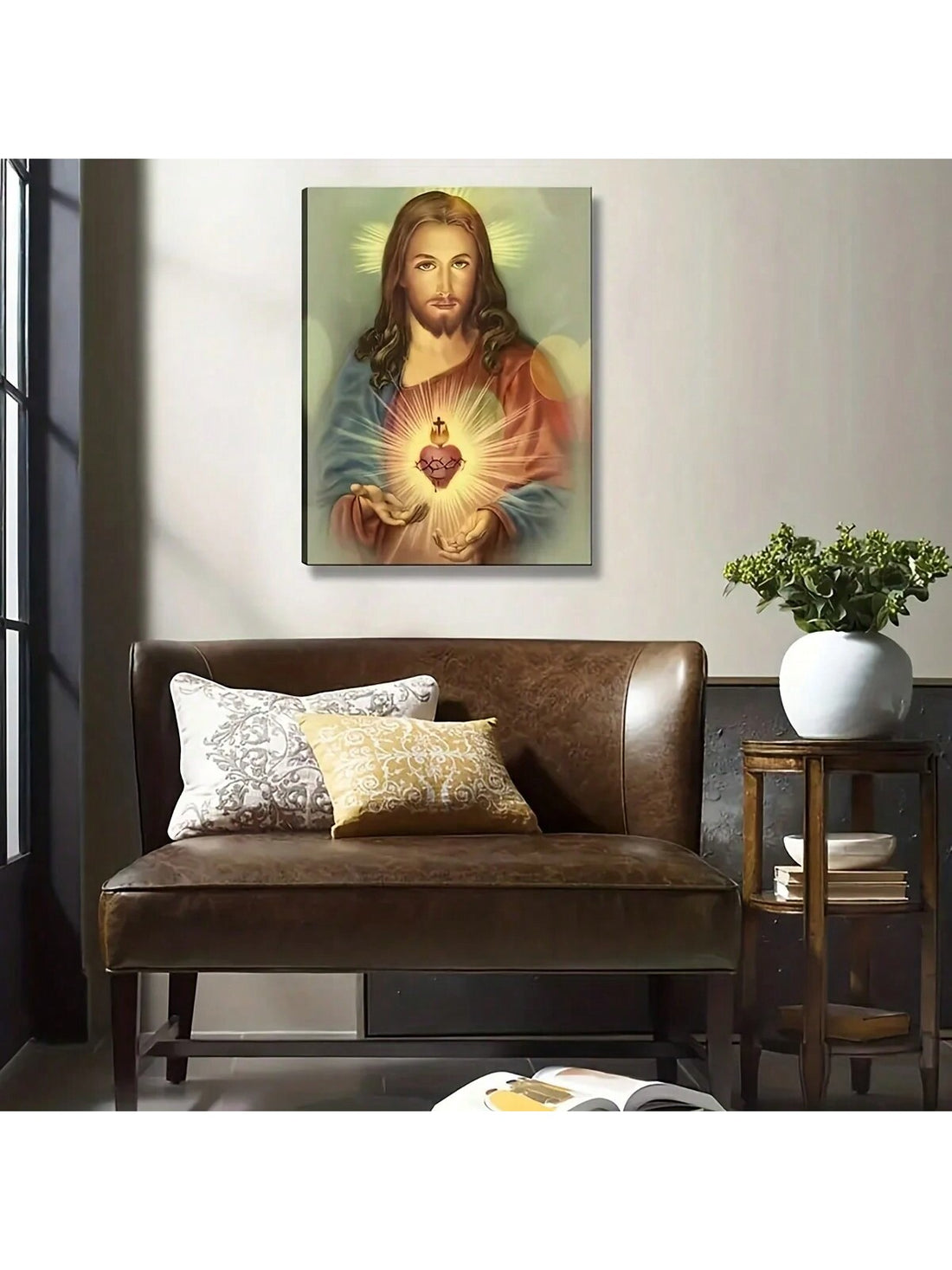 Experience the powerful and sacred energy of Divine Mercy with our canvas painting. This exquisitely detailed piece features Jesus' Holy Heart, radiating love and forgiveness. Perfect for Catholic homes, this painting adds a touch of spiritual beauty to any room. Enhance your decor and immerse yourself in the mercy of Christ.