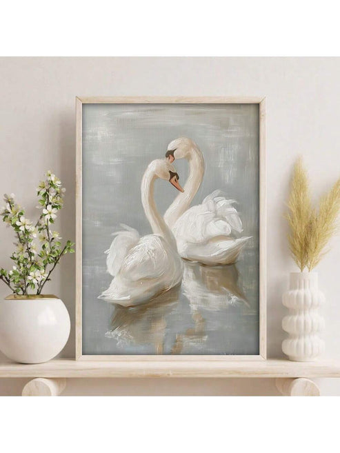 Elegant vintage swan farmhouse rustic canvas poster