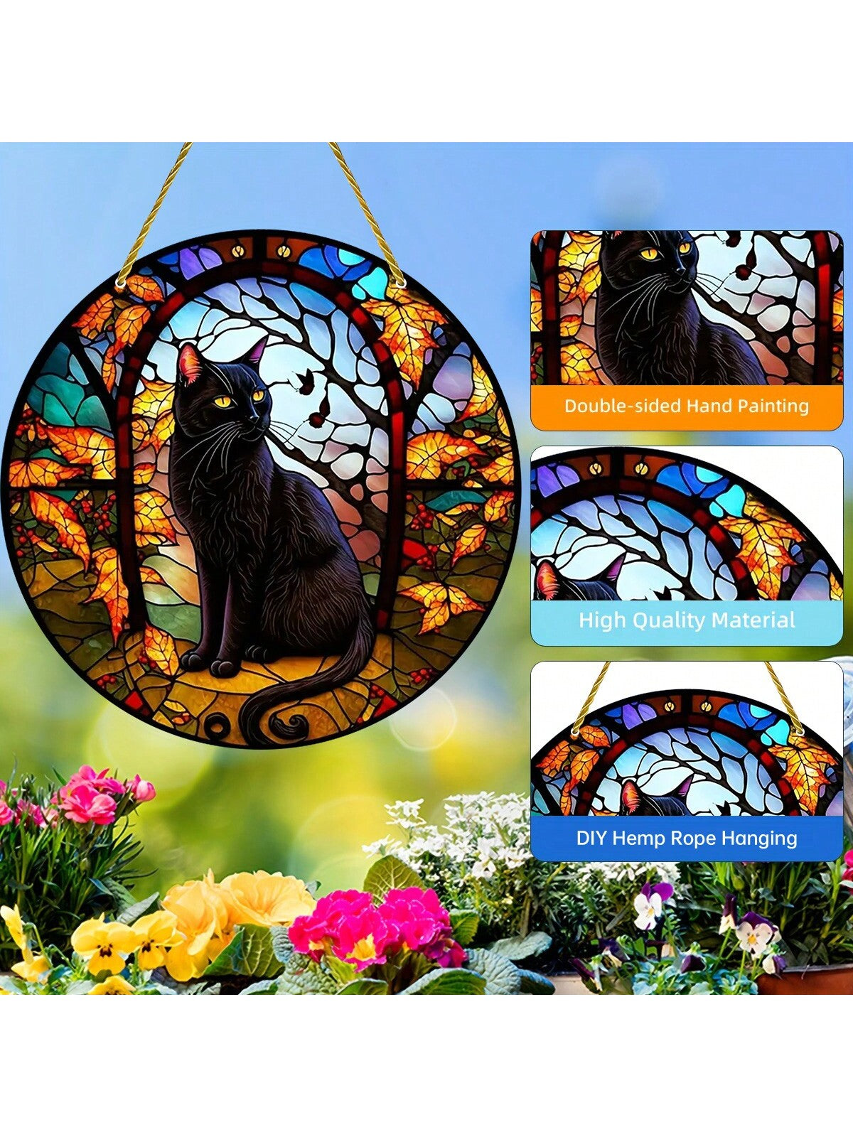 Cat Pattern Catcher: Acrylic Round Sign for Home Decoration - Hanging Ornaments