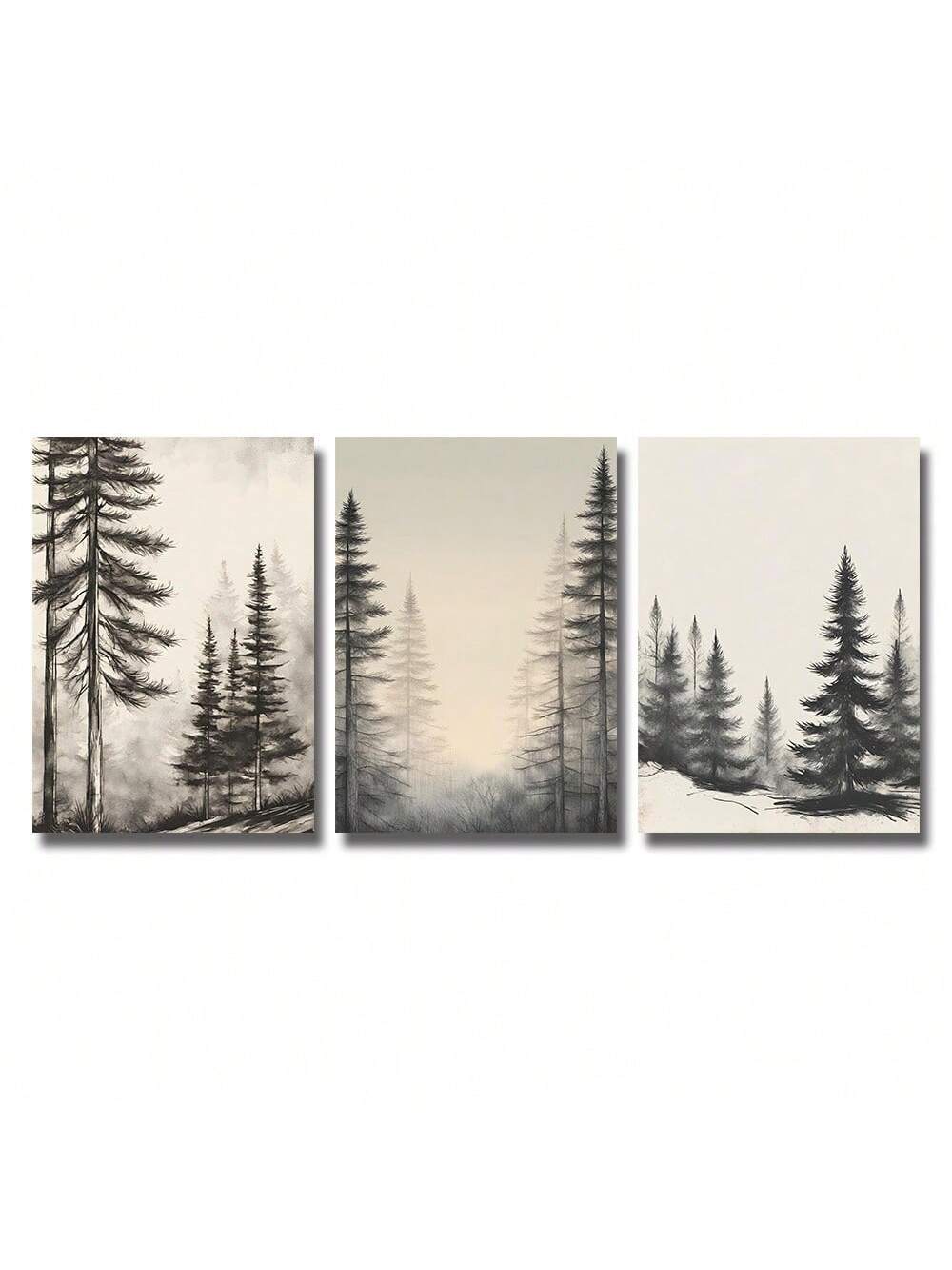 Add a touch of rustic charm to your home with our 3-piece minimalist canvas wall decor featuring a frameless design showcasing a serene forest scene. Made from high-quality materials, this art set brings a sense of nature into your space, creating a calming and visually appealing atmosphere.