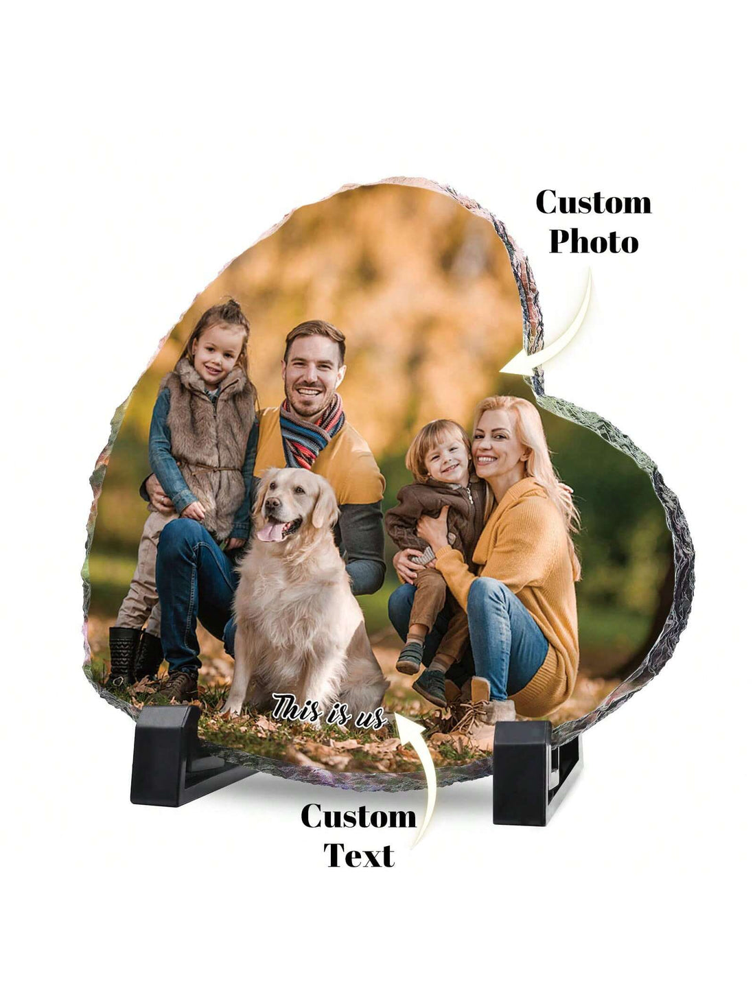 Elevate any special occasion with this elegant Personalized Photo Stone Frame. Combining timeless beauty with a personal touch, this frame makes for a heartfelt and thoughtful gift. Made from high-quality stone, it will preserve your memories for years to come. Perfect for weddings, birthdays, or any meaningful event.