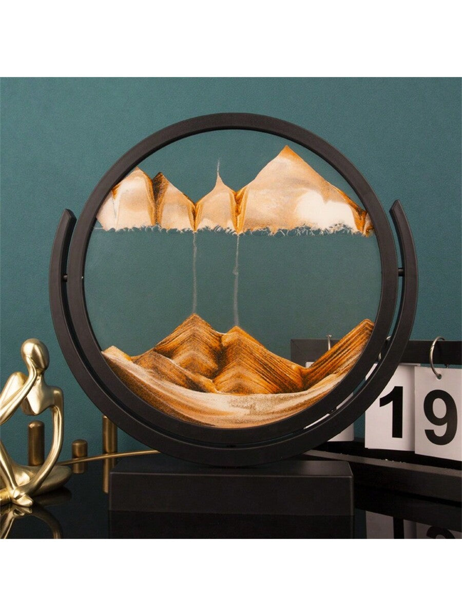 This stunning 3D flip round liquid sand art hourglass glass ornament is the perfect addition to any office, adding a touch of elegance and beauty. The unique design and mesmerizing liquid sand art features make it a perfect cabinet decoration. Expertly crafted, this ornament is sure to captivate anyone's attention with its stunning visual effects.