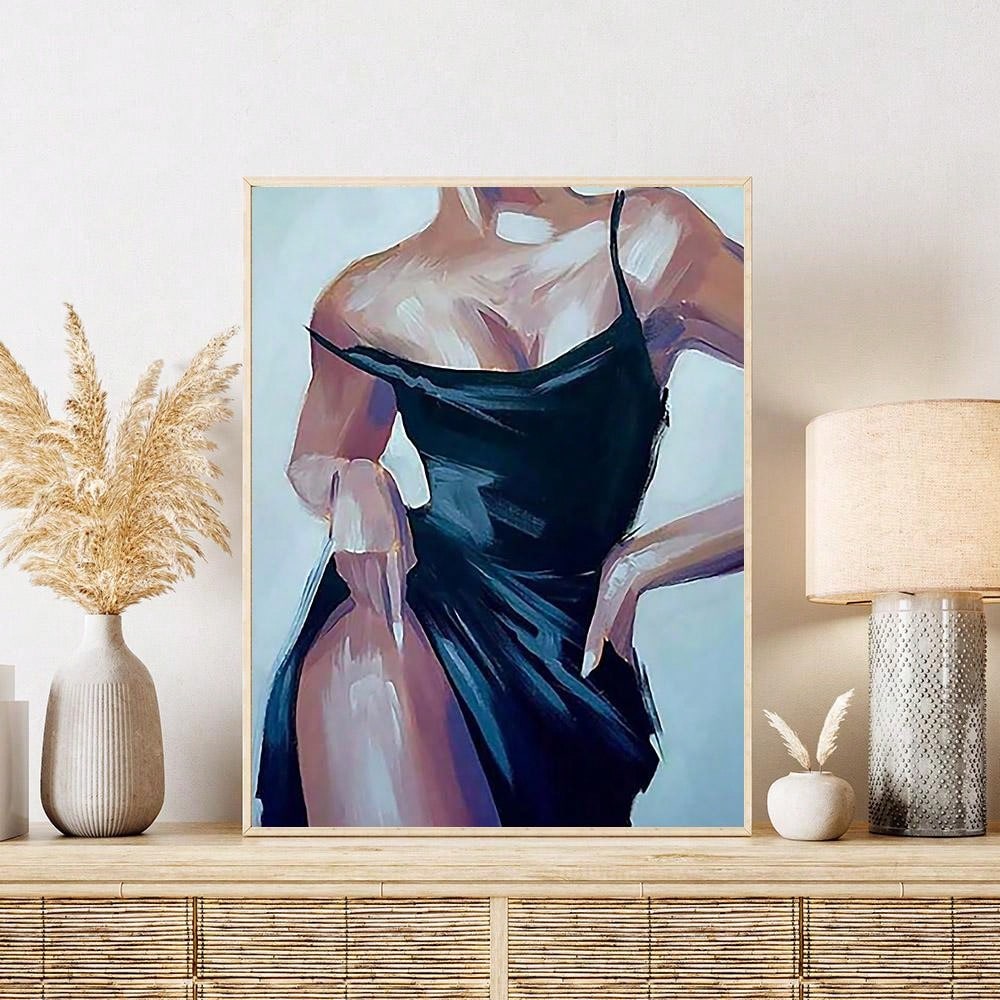 Add a touch of sophistication to your bedroom or hotel decor with Abstract Seduction. This modern canvas painting is skillfully crafted to bring a sense of elegance and originality to any space. With its abstract design and high-quality materials, it's sure to impress all who see it.