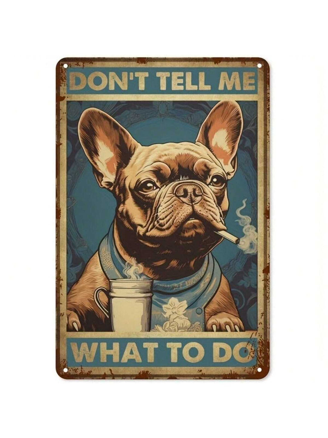 Elevate your interior design with our Stylish Iron Wall Decor. Featuring a Vintage French Bulldog Tin Sign, this piece adds a touch of elegance and charm to any space. Made with high-quality iron, this wall decor is durable and long-lasting. Perfect for dog lovers and vintage enthusiasts alike.