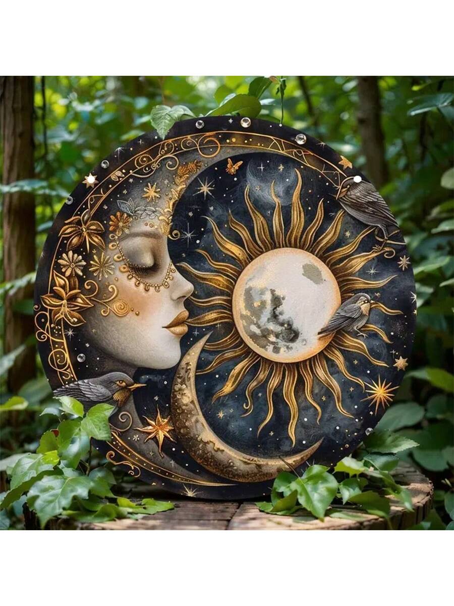 This Sun And Moon Round Acrylic Decorative Plaque is a stunning addition to any space. Made with high-quality materials, it features a beautiful sun and moon design with a chain for easy hanging. Add a touch of elegance to your home, coffee shop, apartment, restaurant, or living room with this unique wall decoration.