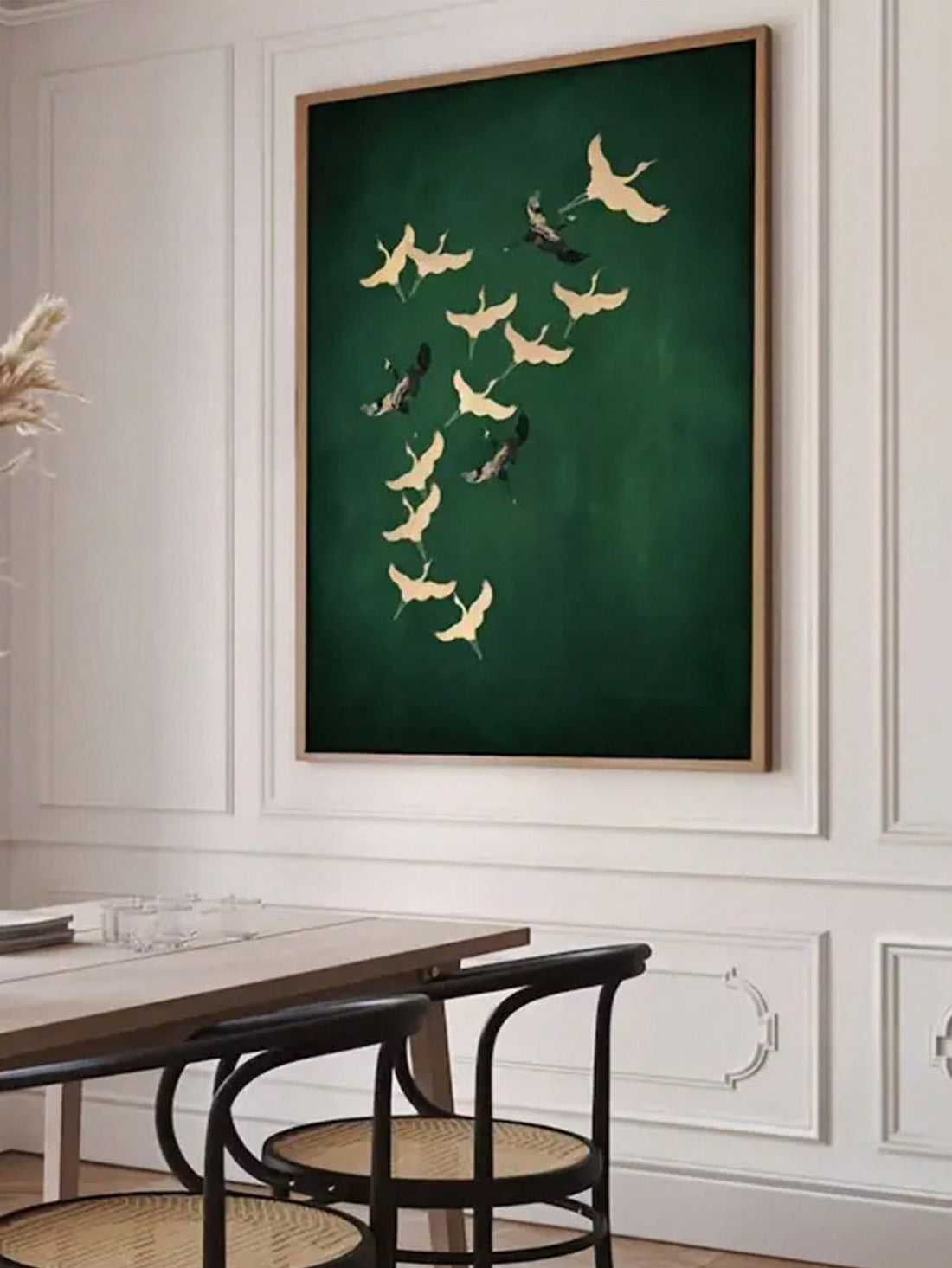 Introduce a sense of serenity into your living spaces with our Tranquil Crane Canvas Print. Its elegant green tones and lifelike depiction of cranes in flight will add a touch of sophistication to any room. Perfect for maternity or relaxation spaces. Printed on high-quality canvas for a lasting statement piece.