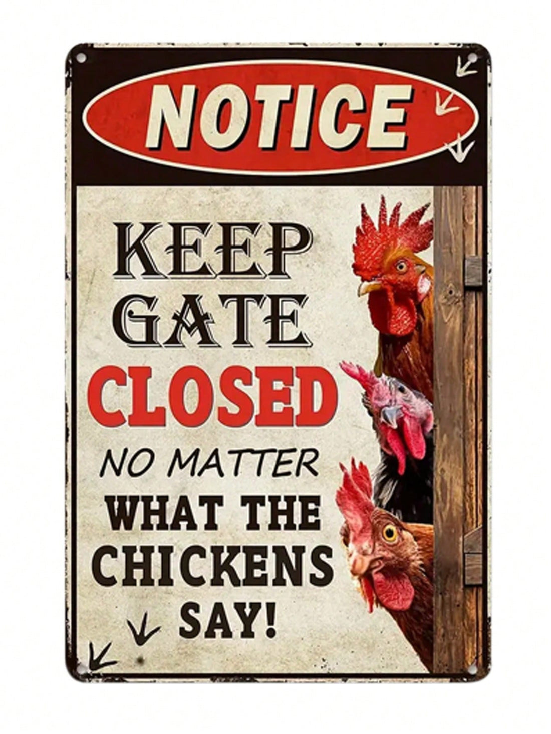 Metal Chicken Farm Warning Sign: Cluck Around And Find Out