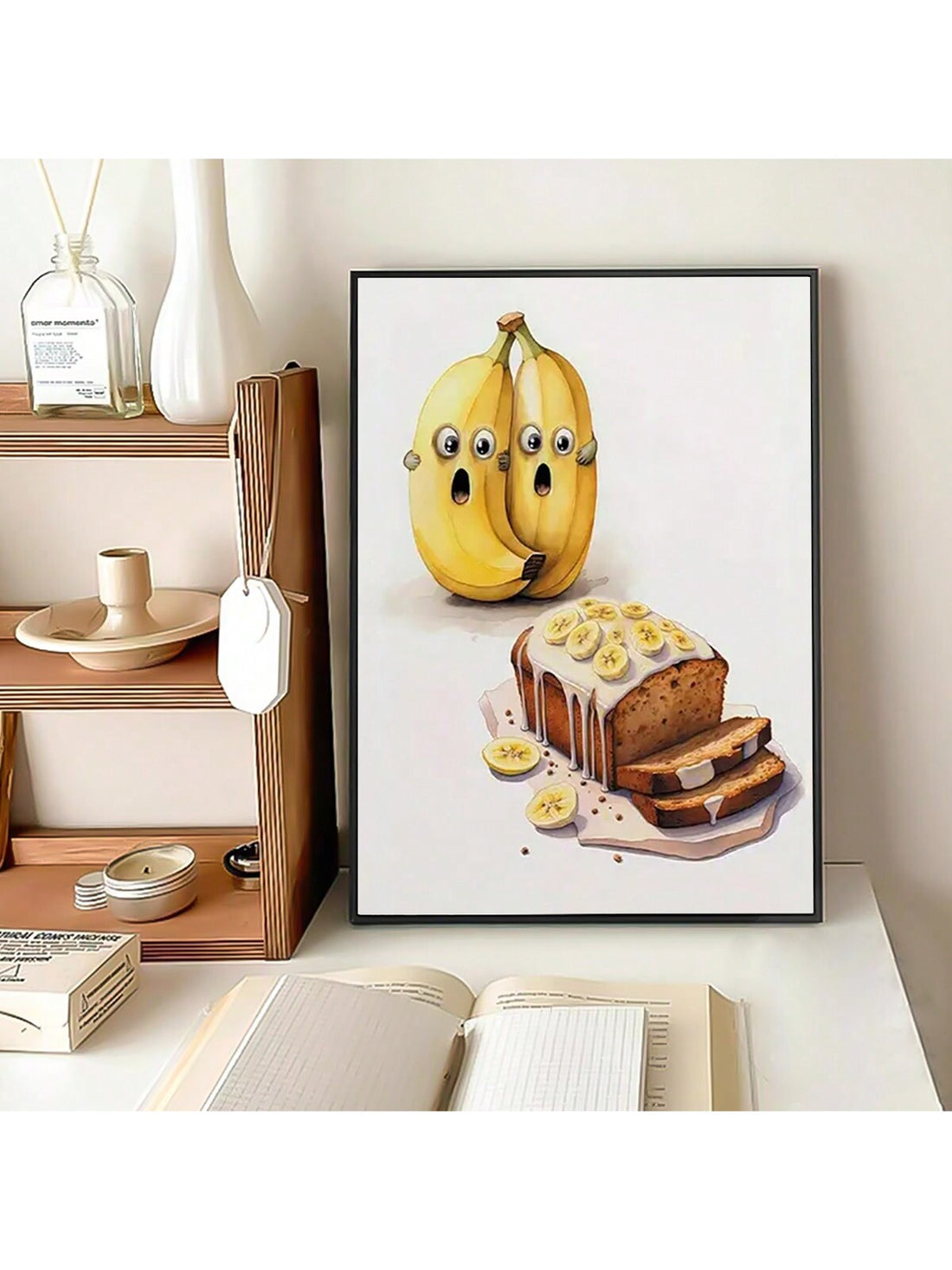 Elevate your home and kitchen décor with our whimsical banana art canvas poster. Made with high-quality materials, this poster adds a touch of playfulness to any space. Spice up your interior design with this fun and unique piece.