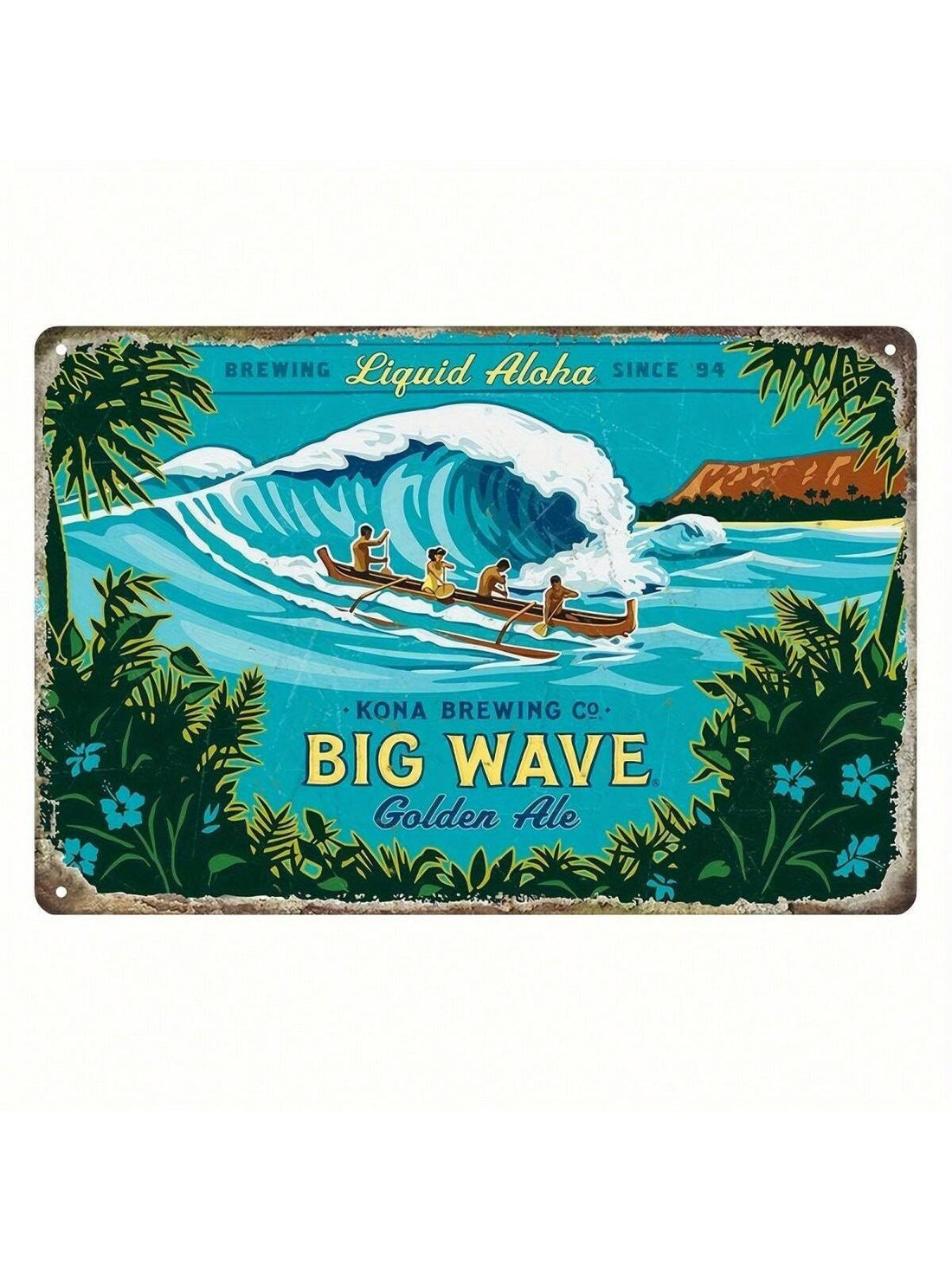 Add a touch of vintage charm to your home, bar, or cafe decor with our Big Wave Golden Ale Metal Sign. Made of durable iron, this wall art features a classic design that will stand the test of time. Perfect for beer enthusiasts and a must-have for any space.