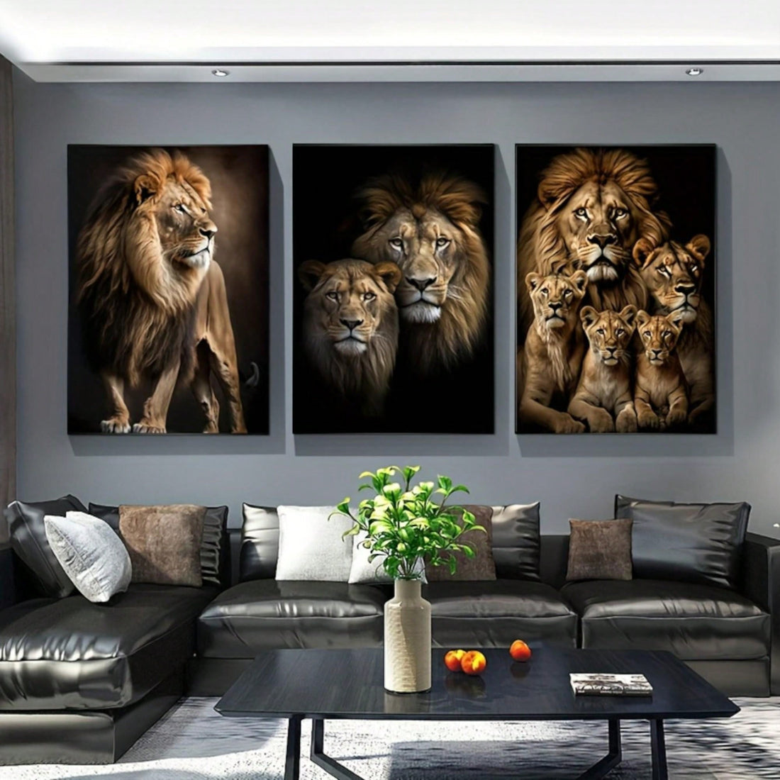 Upgrade your home decor with our Modern Lion Family Canvas Poster Set. Suitable for any room, this set is perfect for adding a touch of modern elegance. Made with high-quality materials, it is the ideal wall decoration for your bedroom, living room, or corridor. Don't miss out on this unique winter decoration.