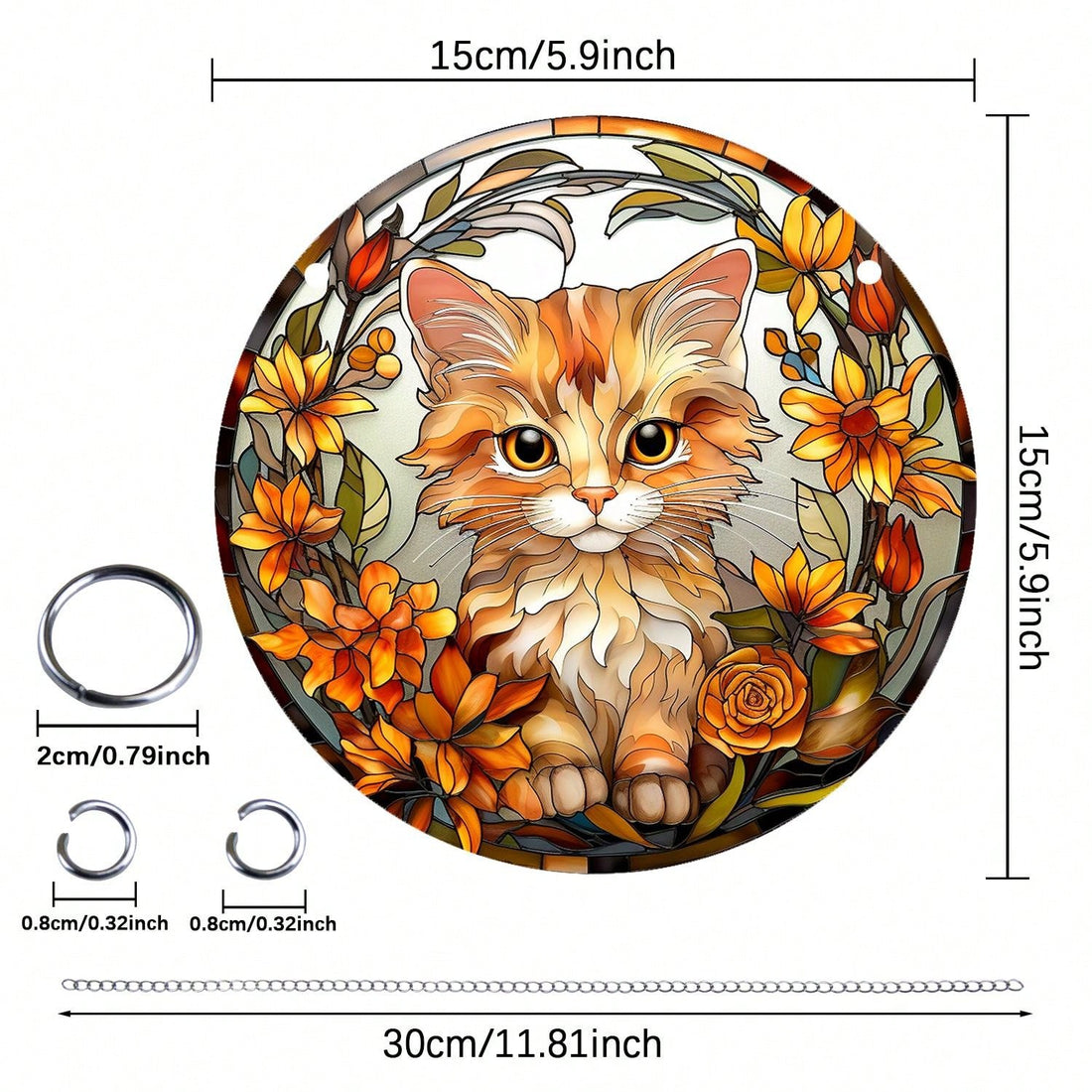 Introduce a touch of whimsy and charm to your home, garden, or festival decorations with Feline Reflections window suncatcher and wall decor. Featuring a stained acrylic cat design, this versatile piece is guaranteed to catch the eye and reflect light beautifully. A perfect way to add personality to any space.