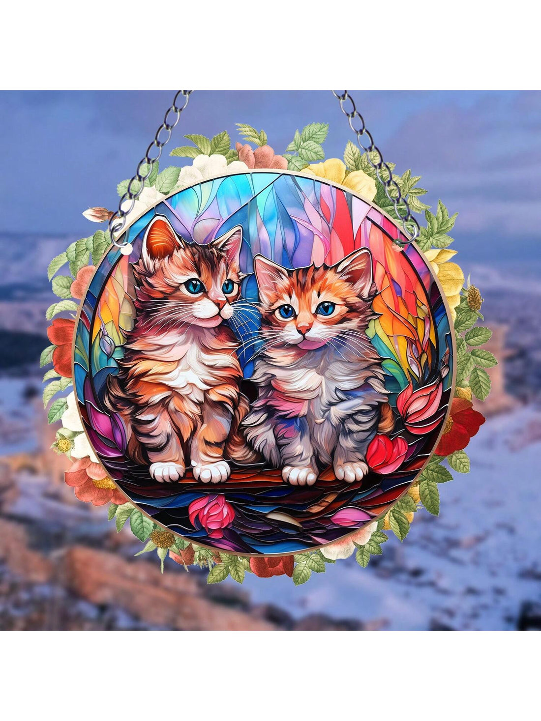 Introduce a touch of whimsy and charm to your home, garden, or festival decorations with Feline Reflections window suncatcher and wall decor. Featuring a stained acrylic cat design, this versatile piece is guaranteed to catch the eye and reflect light beautifully. A perfect way to add personality to any space.