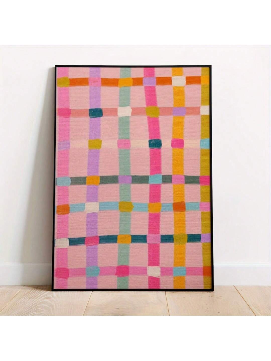 Elevate your interior with this Colorful Geometric Abstract Watercolor Canvas Print, designed to complement minimalist aesthetics. Its vibrant yet balanced palette and precise geometric forms bring a sophisticated artistic touch to living rooms, bedrooms, or kitchens. Crafted on high-quality canvas, this print ensures durability and vivid color retention, making it a refined choice for modern decor enthusiasts seeking both style and subtlety.