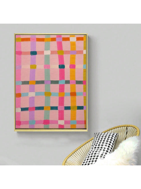 Colorful geometric abstract watercolor canvas print for minimalist living room bedroom or kitchen