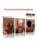 Framed 3pc decorative painting set shown with 25.5x34x1.5 cm dimensions