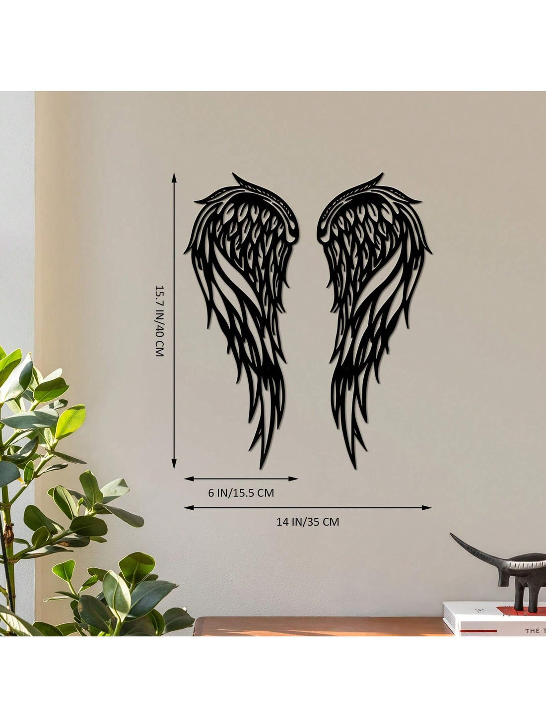 Elevate your Halloween or Gothic room theme with our Metal Angel Wings Wall Decor Set. Made from durable metal, these wings add a touch of elegance and mystique to any space. Perfect for those who love unique and dark decor, these wings are sure to impress.