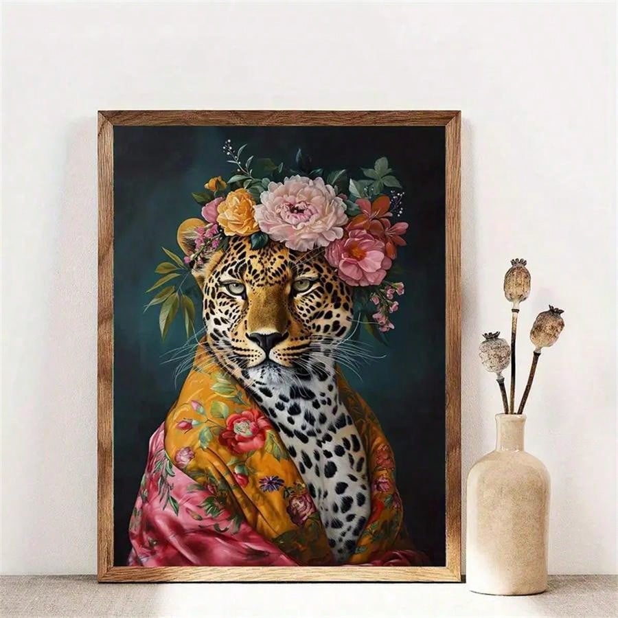 Showcase your chic home decor with the stunning "Wild Elegance" unframed leopard portrait canvas art. This piece adds a touch of wild beauty and sophistication to any room. High-quality canvas and vivid colors make this a lasting and stylish addition to your home.