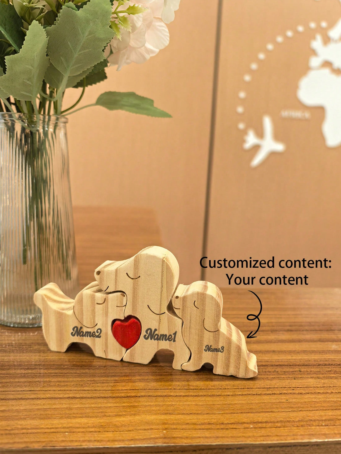 This personalized wooden puzzle decoration is the perfect gift for any occasion! Crafted with high-quality materials, it features a family name engraving that adds a personal touch. With its unique design and customizable feature, it's sure to be a cherished and meaningful gift for years to come.