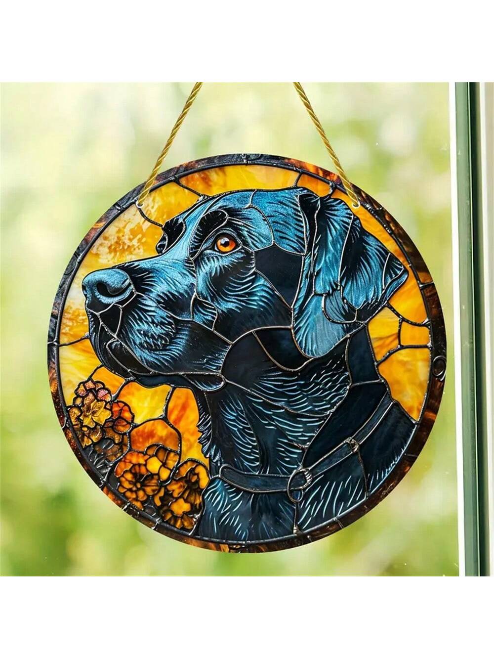 Adorable Dog Stained Glass Hanging Sign - Perfect Gift for Dog Lovers