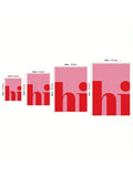 Size chart showing four pink red hi canvas print dimensions