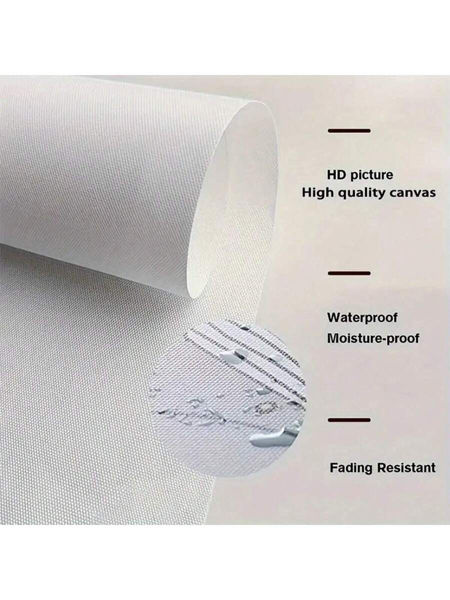 Close-up textured canvas material with waterproof fade-resistant feature text