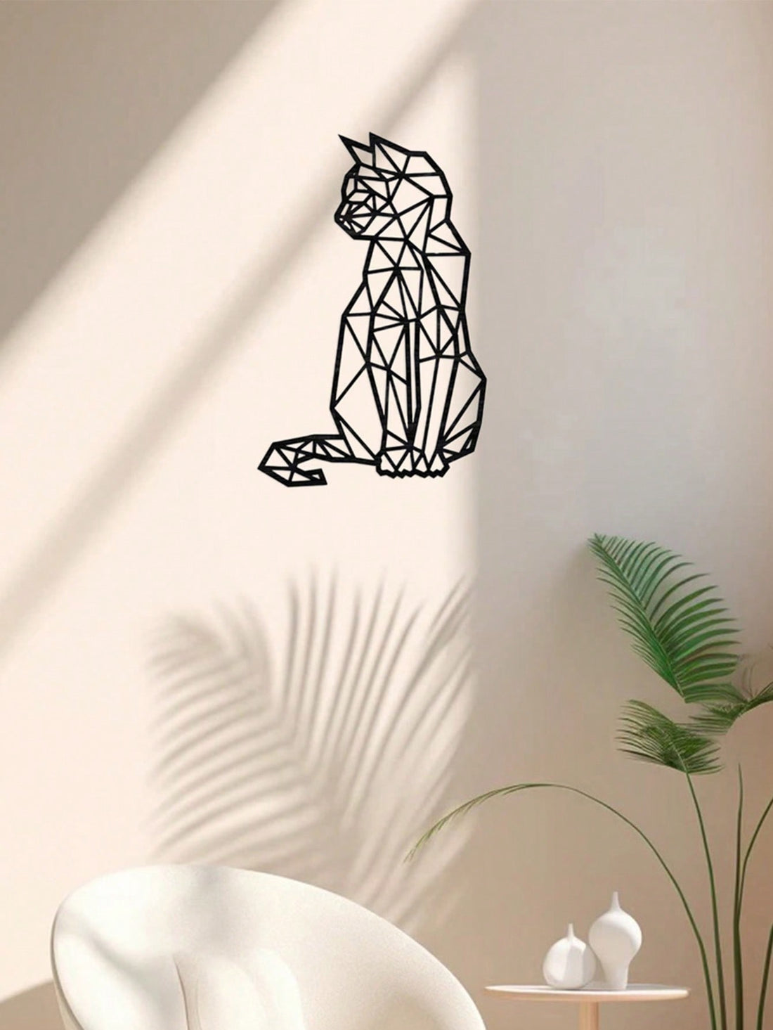 Add a touch of feline flair to your home decor with our Geometric Cat Iron Wall Art Decoration. This laser-cut piece features a unique geometric design and adds a modern touch to any room. Made from durable iron, it is not only visually appealing, but also long-lasting. Hang it up as a conversation starter or simply as a decorative accent.