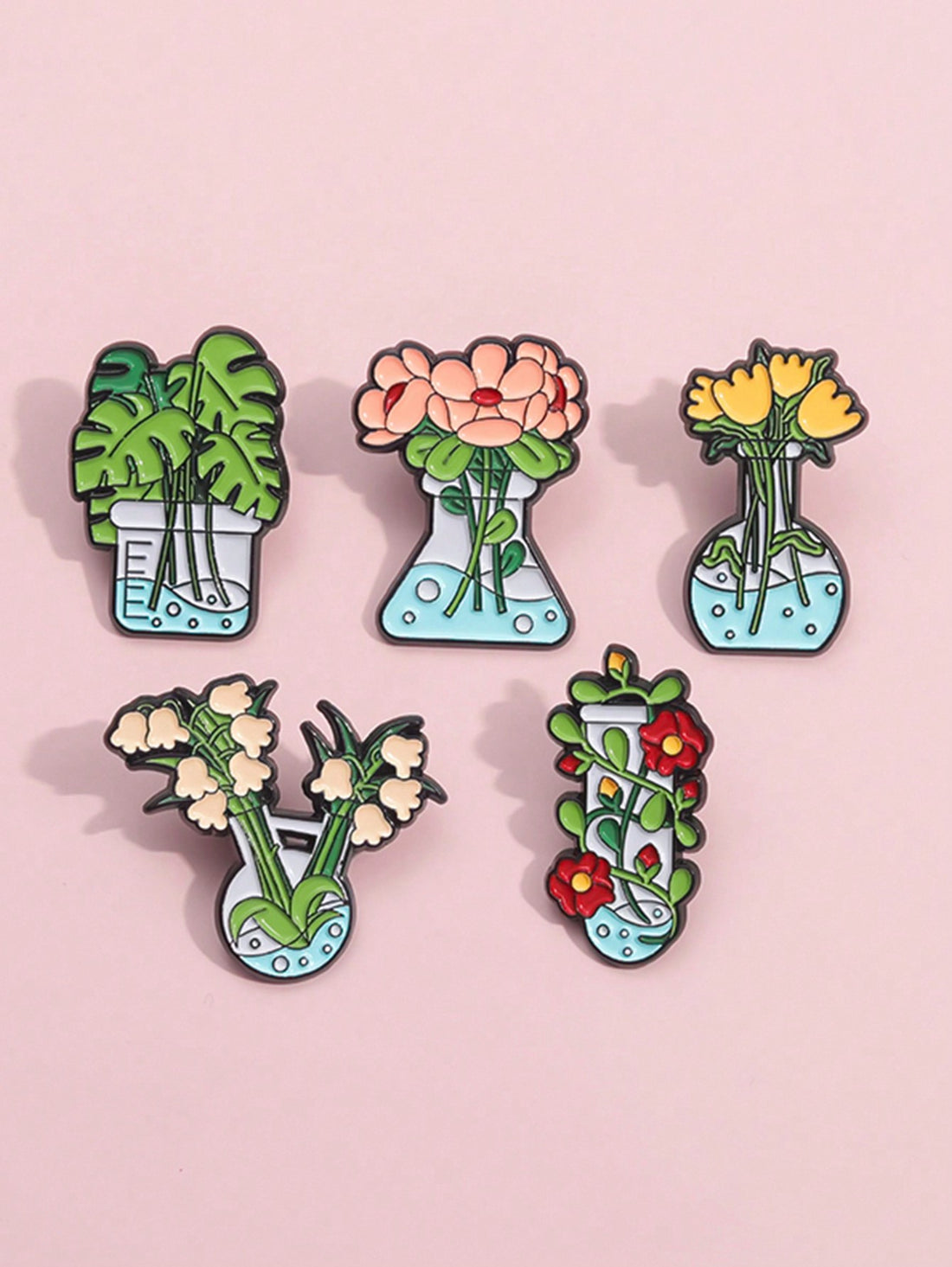 Elevate your fashion game with our Whimsical Greenery: 5-Piece Cartoon Plant Brooch Set. These enamel pins are perfect for adding a touch of fun and uniqueness to any bag, shirt, or accessory. Embrace the playful yet stylish vibe and stand out from the crowd. Made with precision and quality, these pins are the perfect addition to any fashion lover's collection.