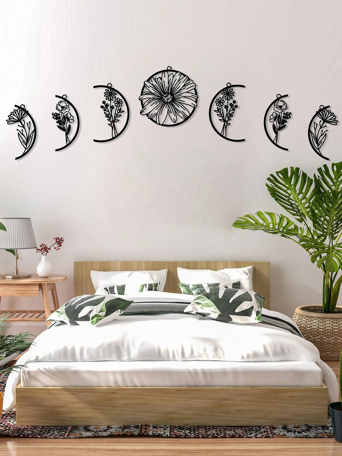 Create a peaceful and bohemian atmosphere in your home with this beautiful 7-piece gold metal wall art set. Featuring delicate moon phases, this set is perfect for adding a touch of sophistication to your boho decor. Makes a thoughtful housewarming gift for any art lover.